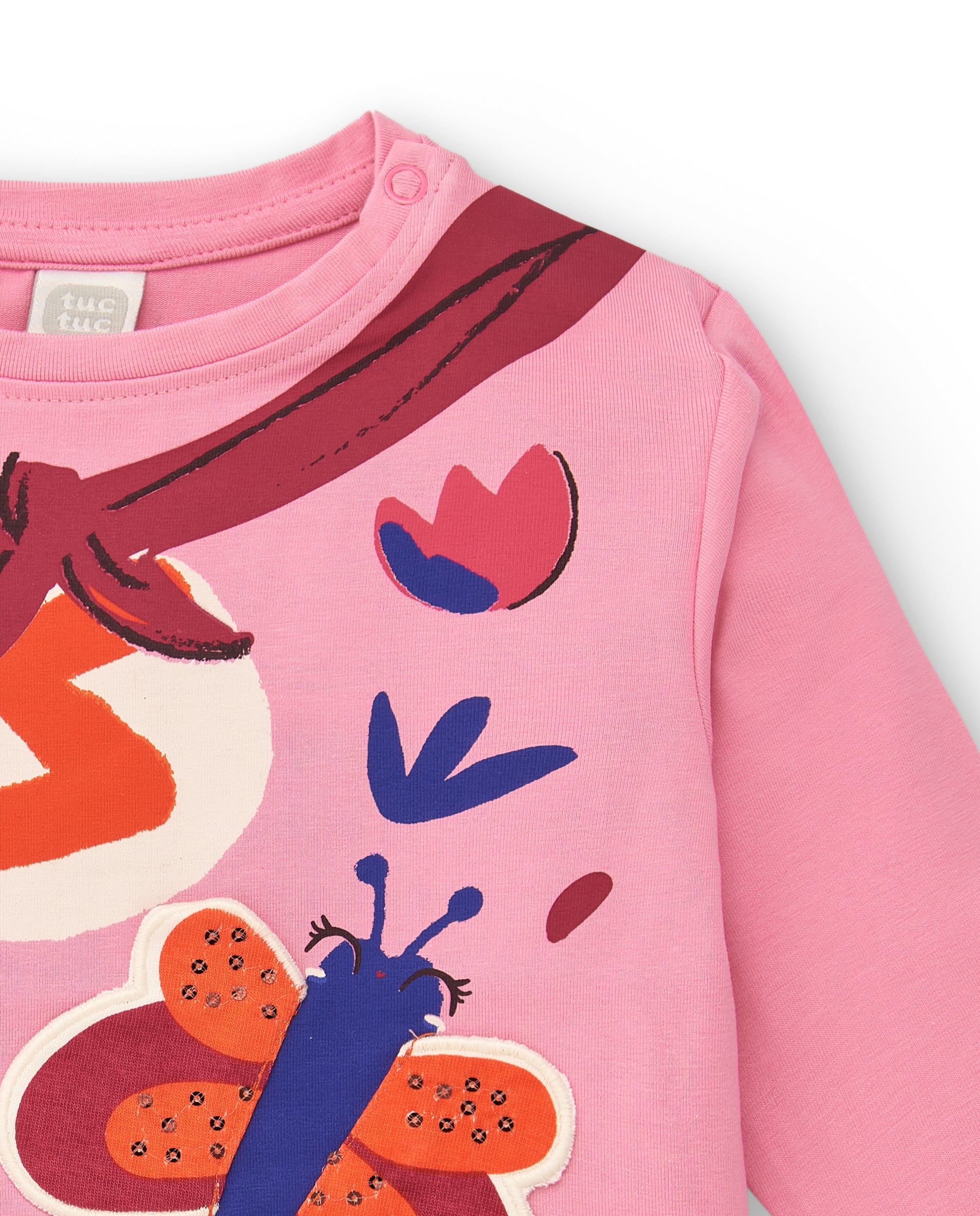 Camiseta para niña en rosa con estampado de superhéroe
