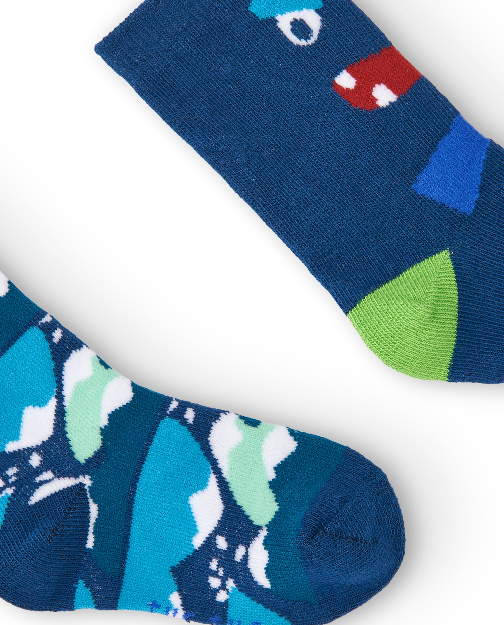 Pack de calcetines azules con diseño de montaña y monstruo para