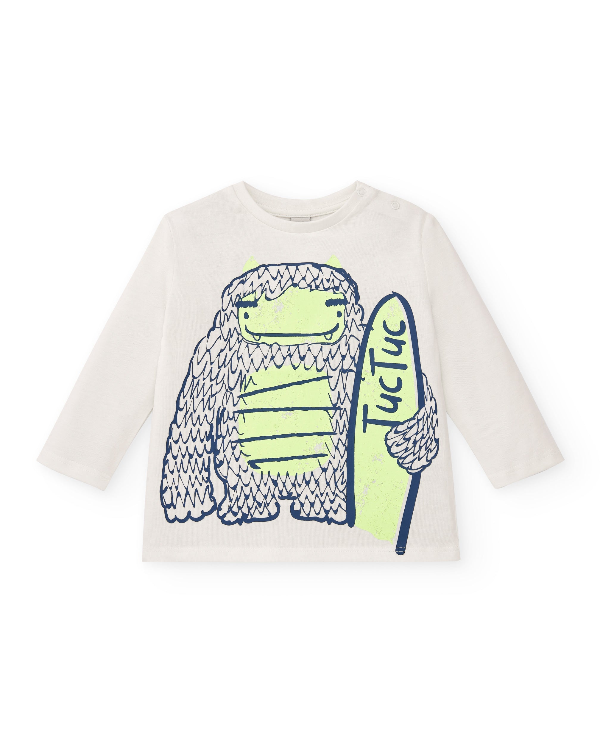 Camiseta de manga larga con estampado de Yeti y tabla de surf