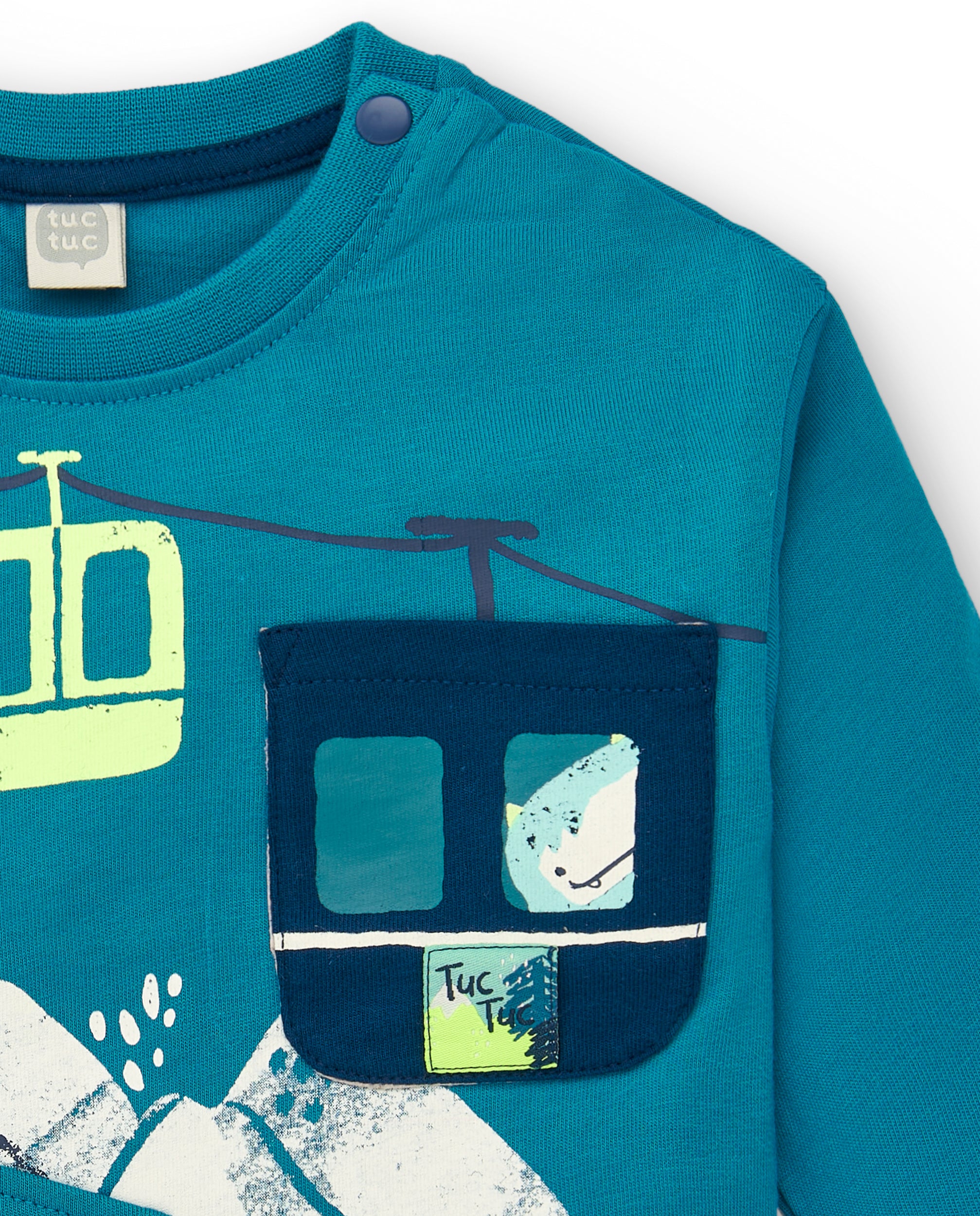 Camiseta de manga larga con estampado de pingüino snowboarder