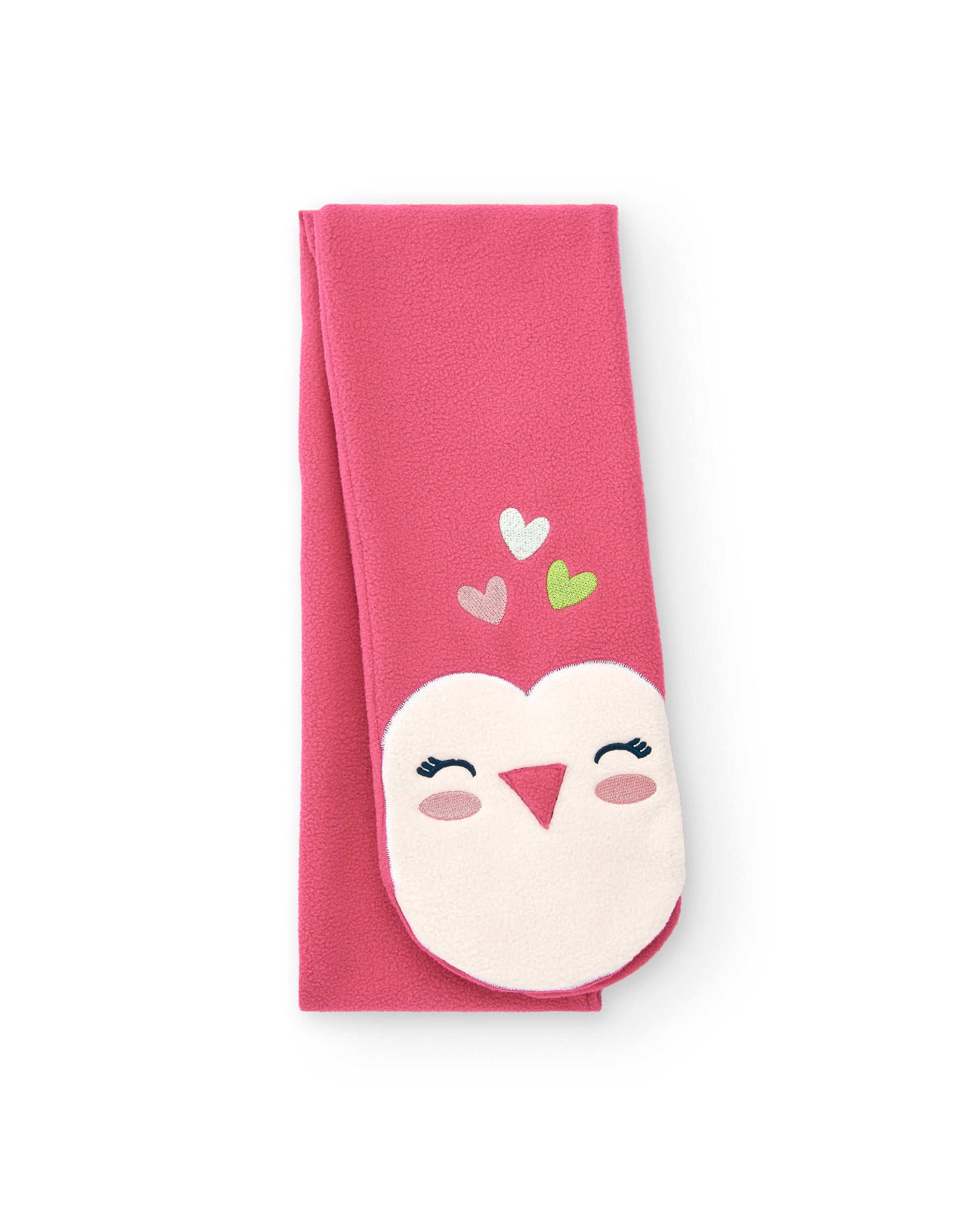 Bufanda rosa con diseño de pajarito para niña de la colección