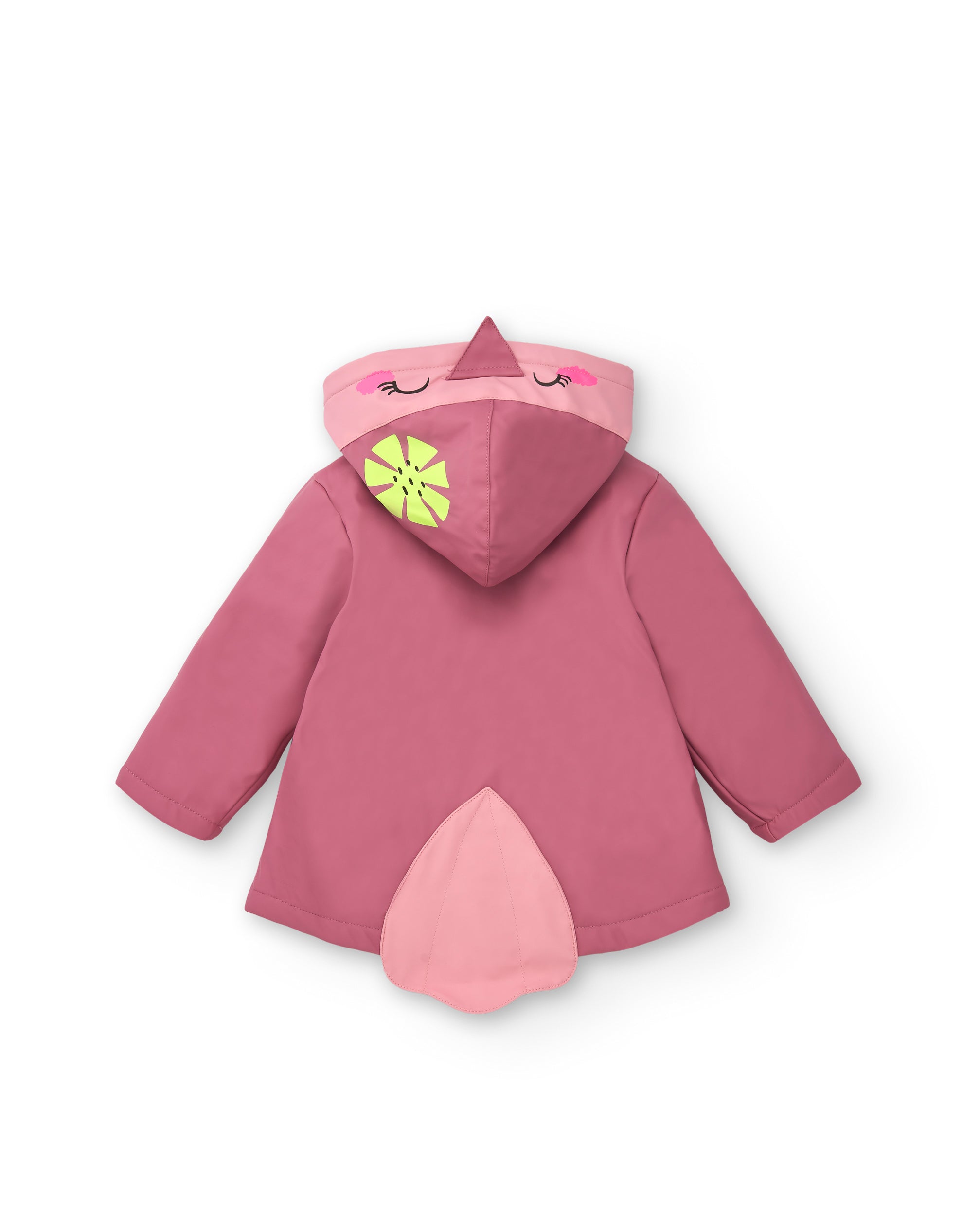 Abrigo rosa con capucha y diseño de pajarito para niña de la