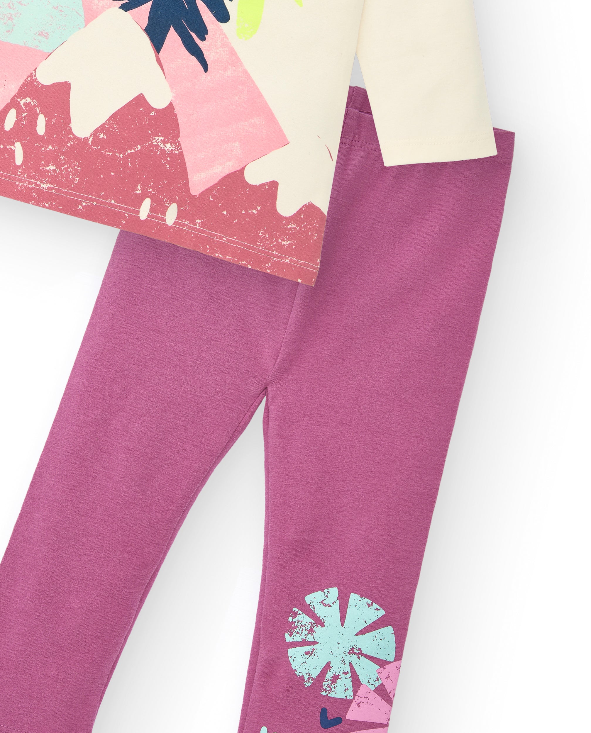 Conjunto de camiseta estampada y leggings para niña de la
