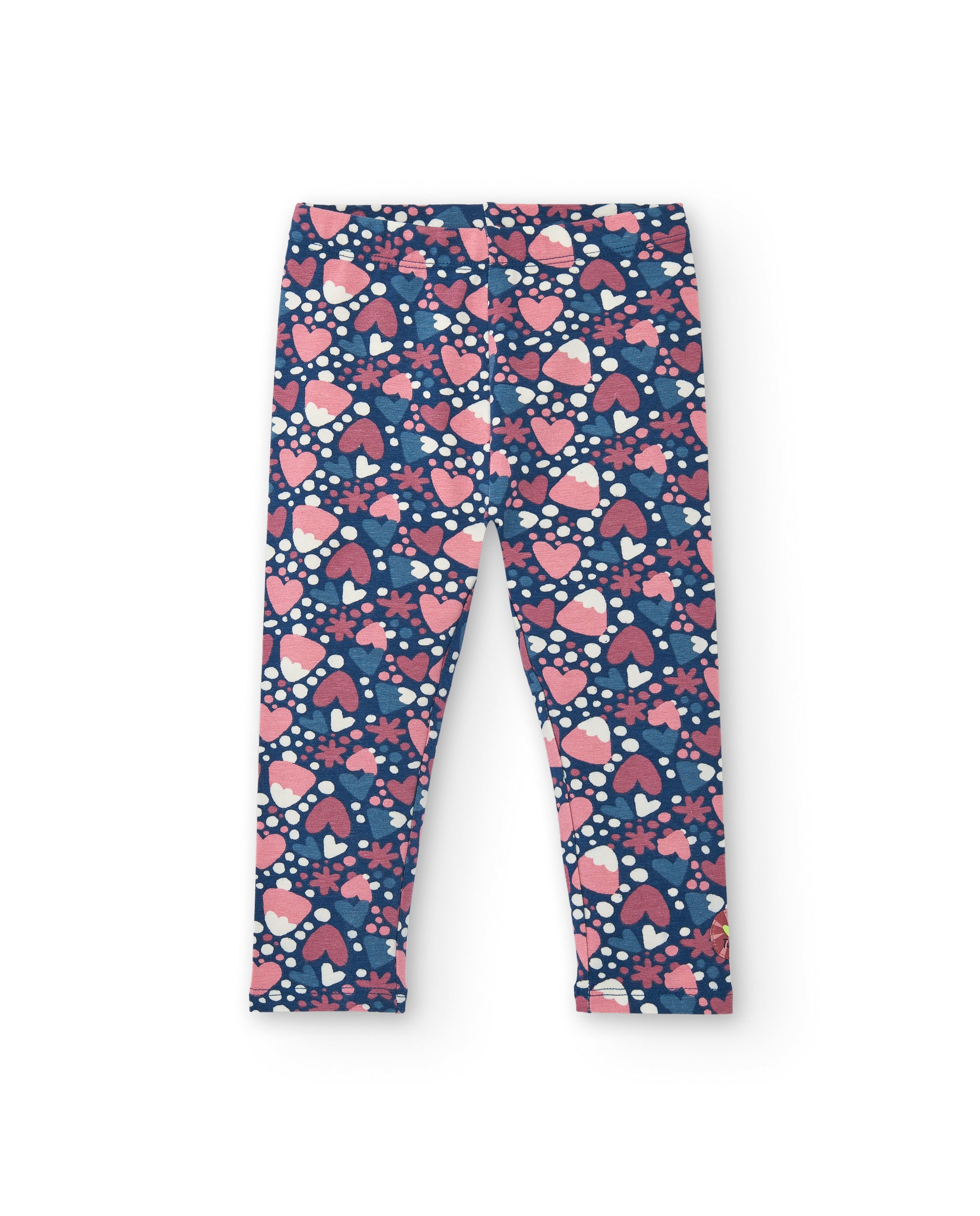 Leggings estampados con motivos de corazones y flores para niña