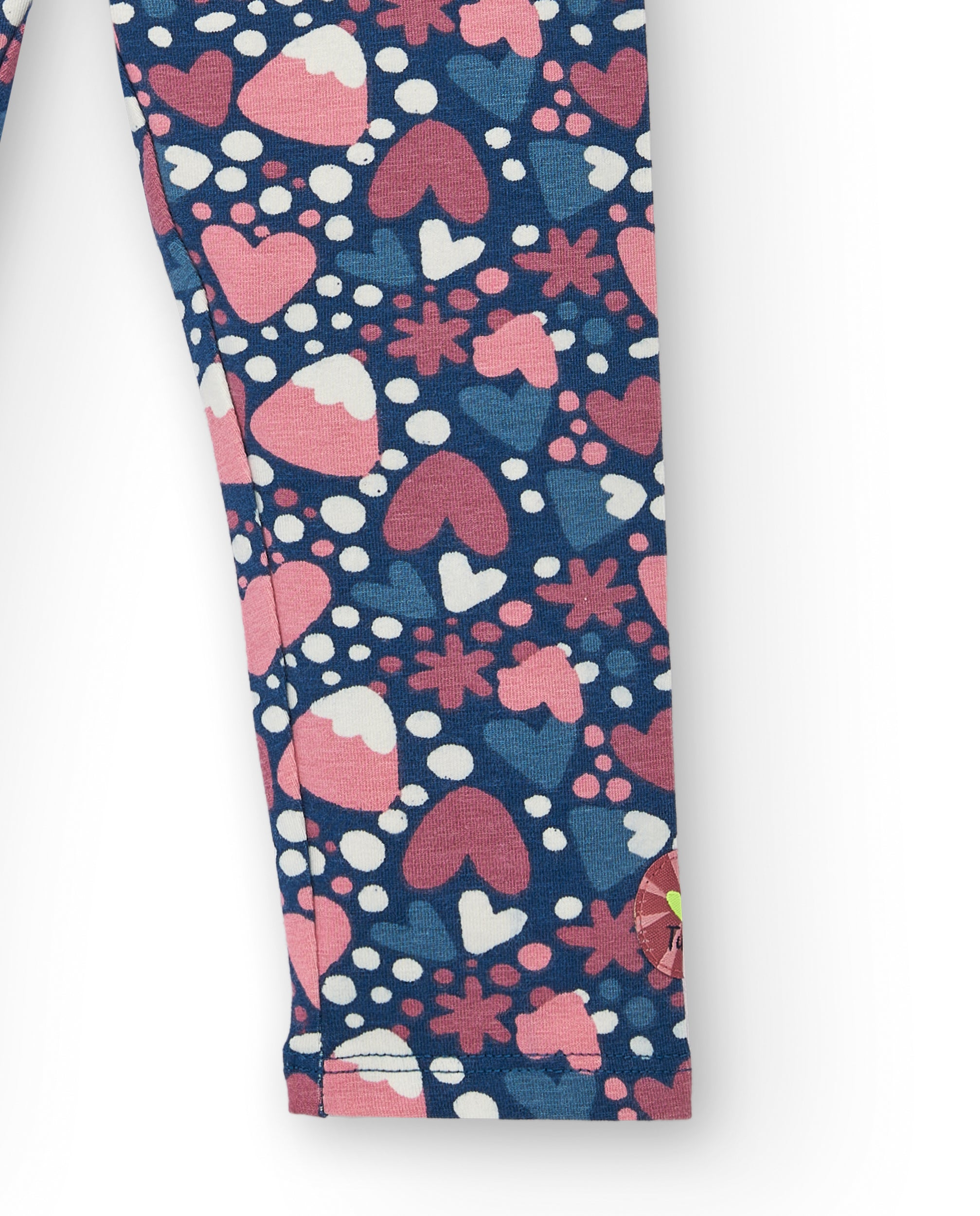Leggings estampados con motivos de corazones y flores para niña