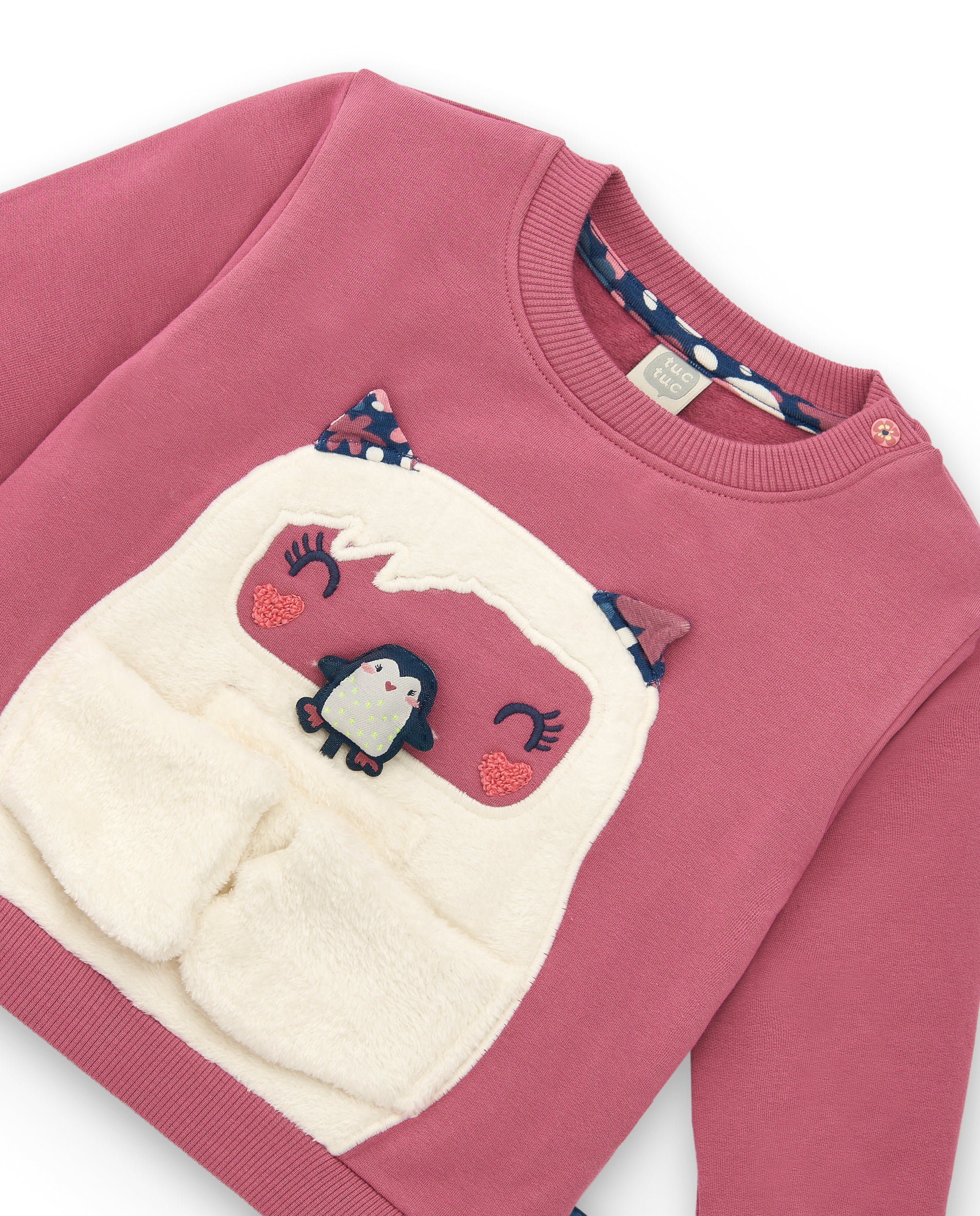 Conjunto de sudadera rosa con diseño de oso polar y leggings