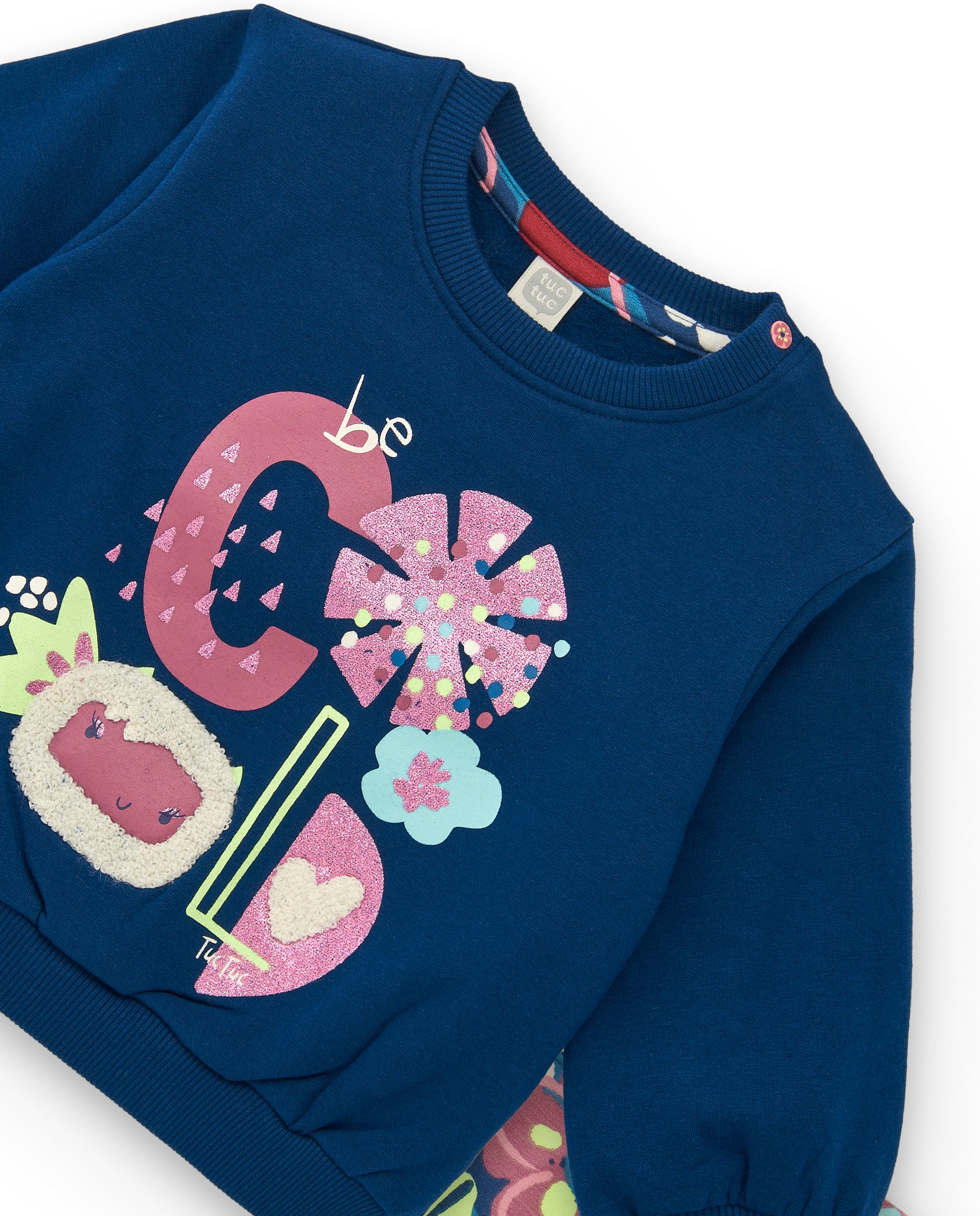 Conjunto de sudadera azul con diseño "COOL" y leggings