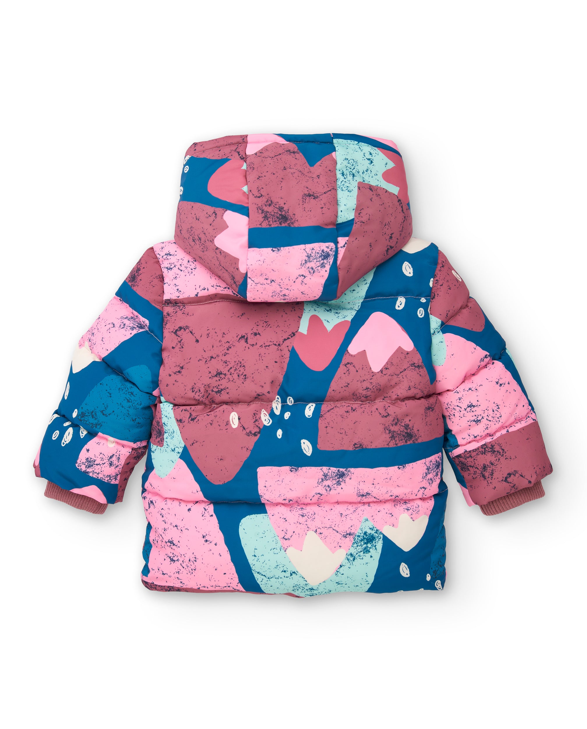Chaqueta acolchada con estampado abstracto multicolor para niña