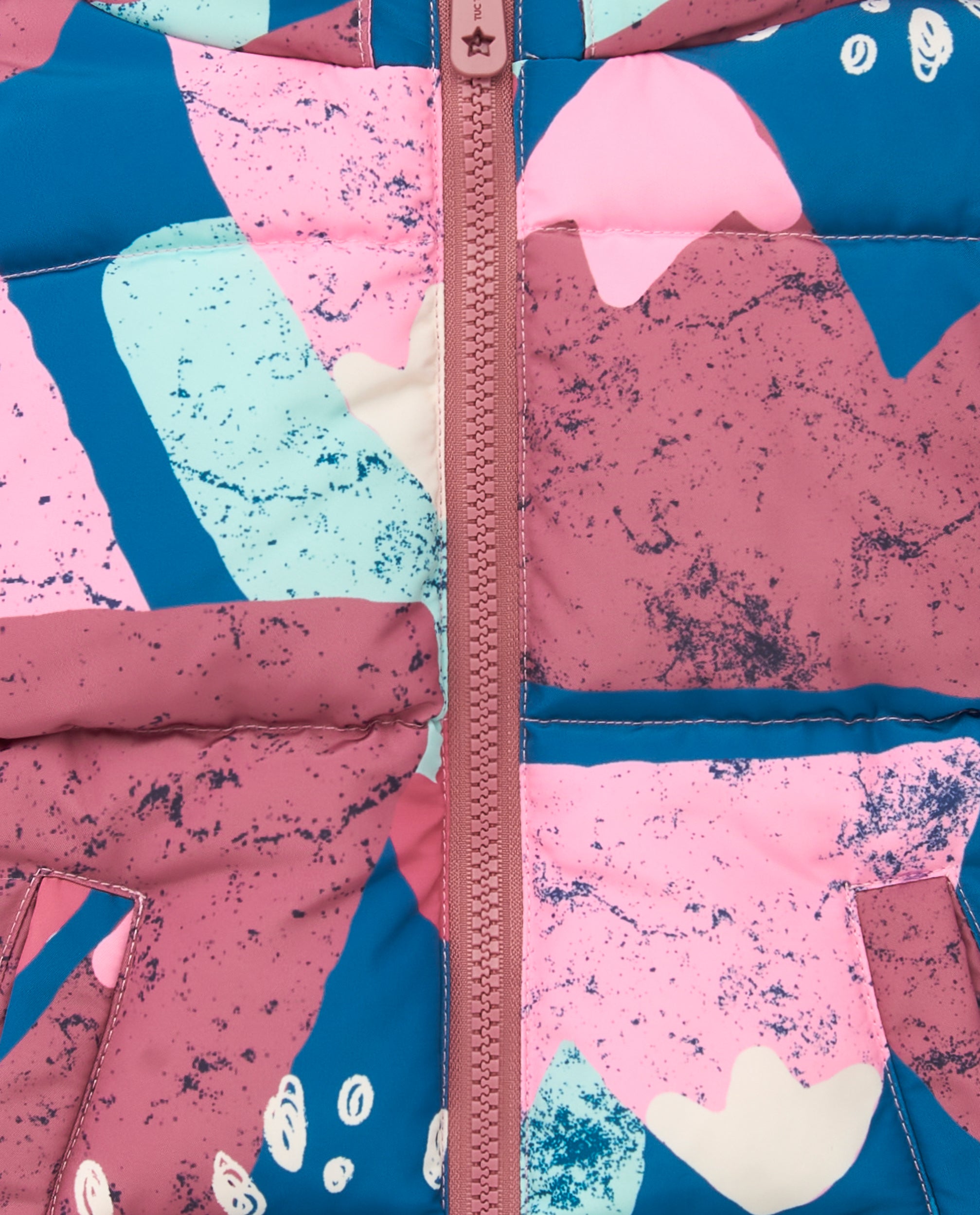 Chaqueta acolchada con estampado abstracto multicolor para niña