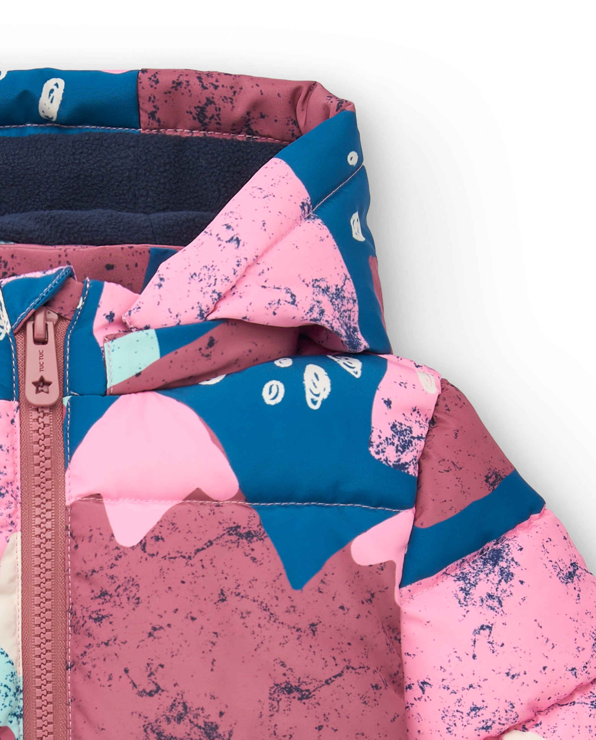Chaqueta acolchada con estampado abstracto multicolor para niña
