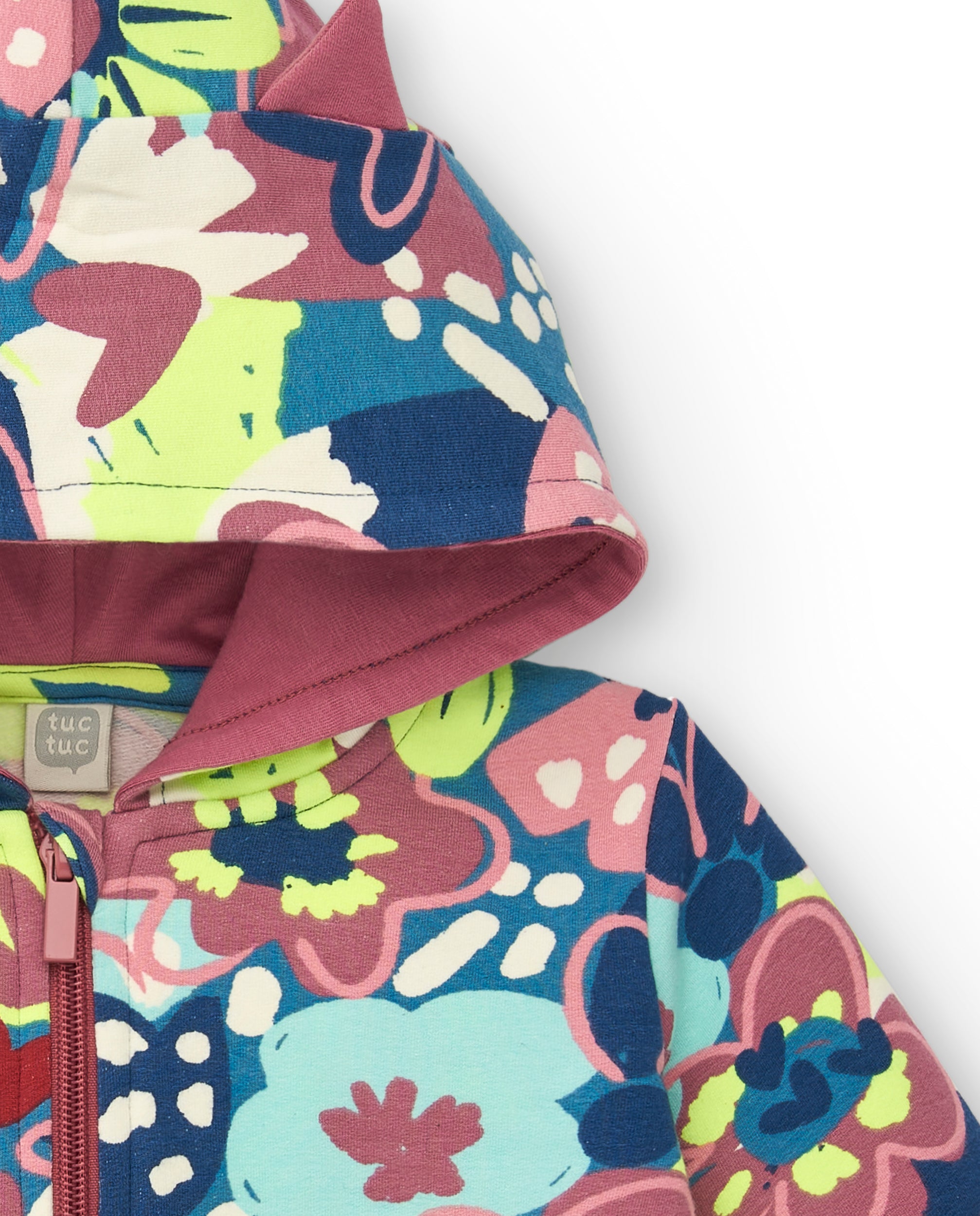 Chaqueta con capucha y estampado floral multicolor para niña de