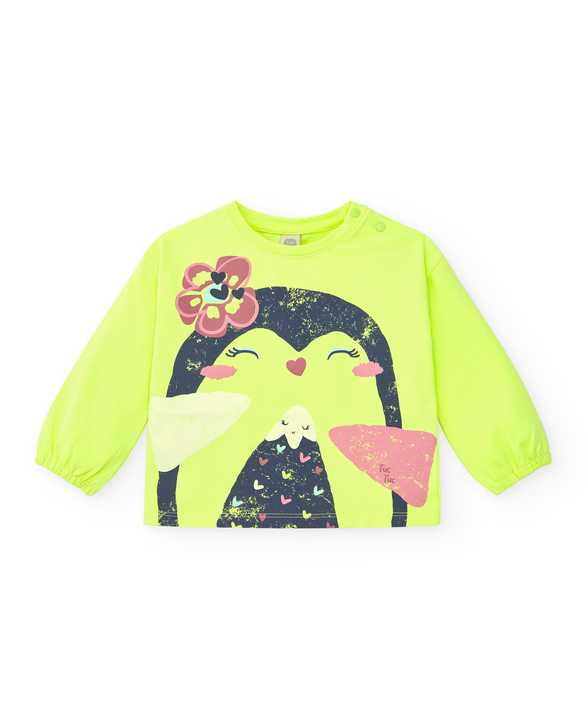 Sudadera verde neón con diseño de pingüino para niña de la