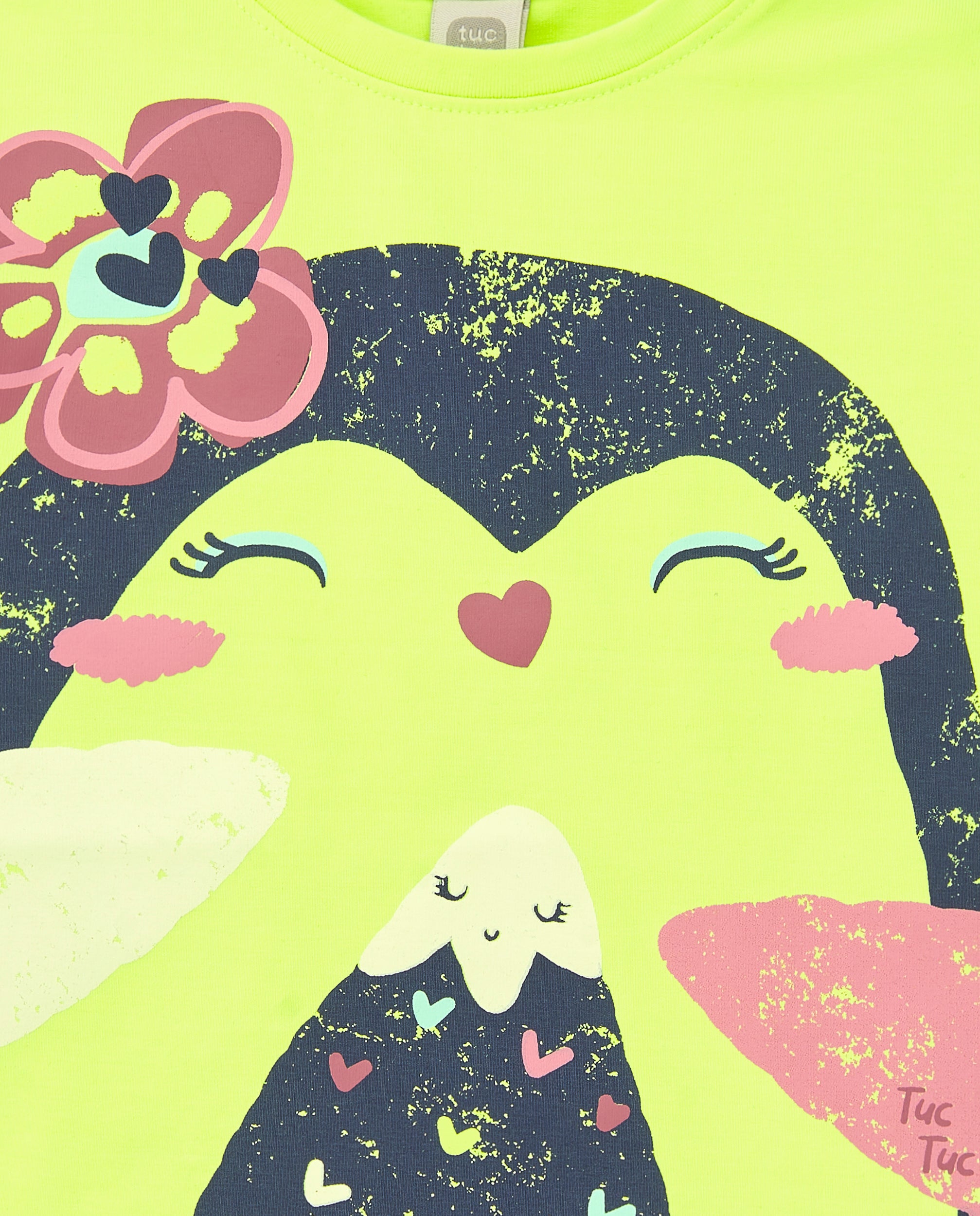 Sudadera verde neón con diseño de pingüino para niña de la