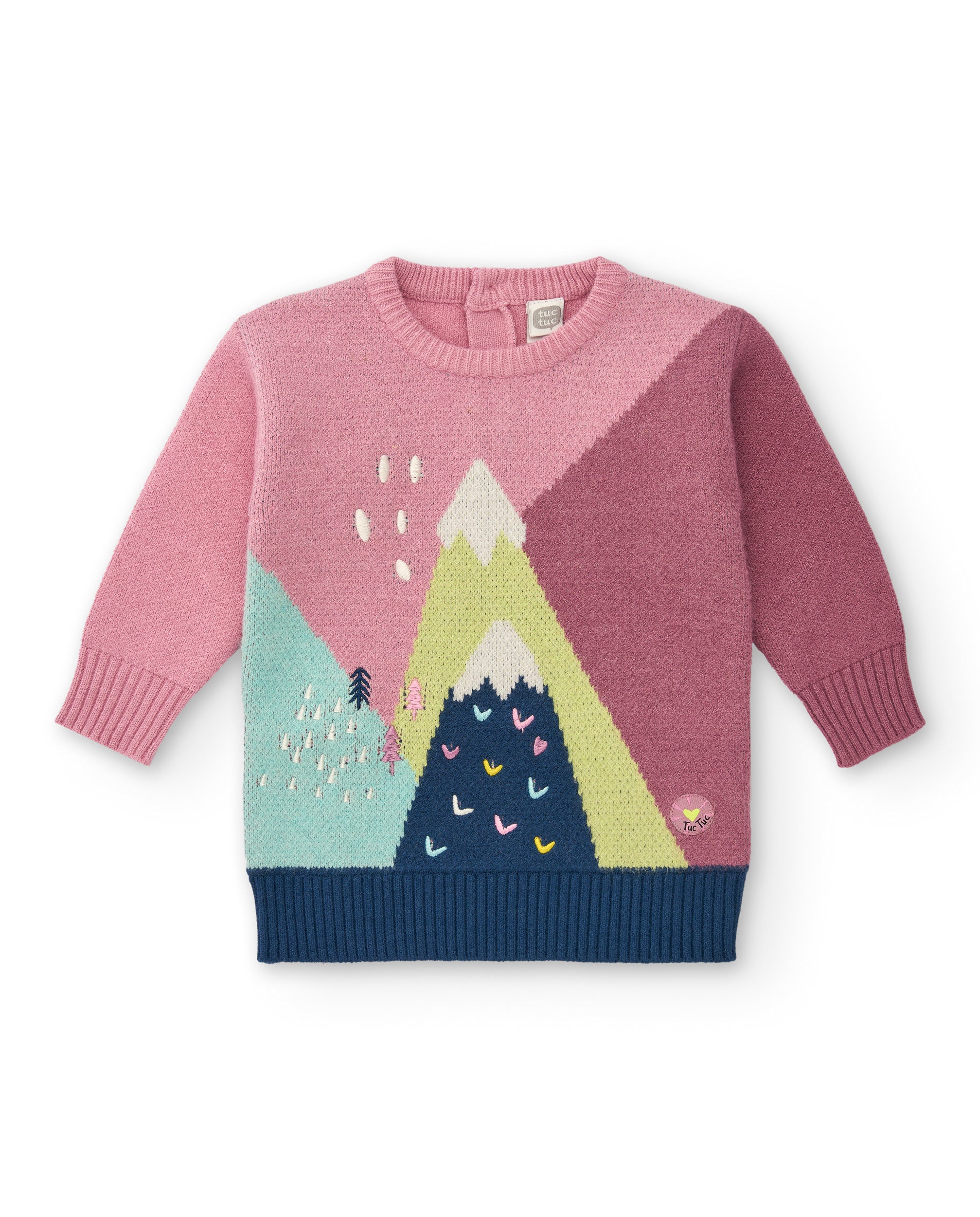 Vestido rosa con diseño de montañas para niña de la colección