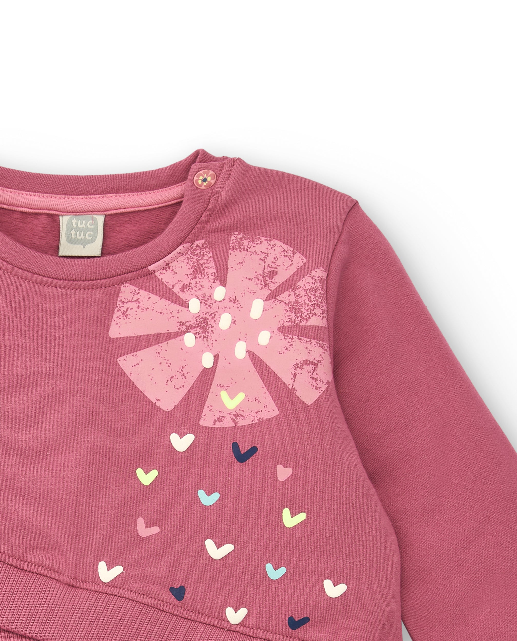 Vestido con sudadera rosa y falda estampada para niña de la