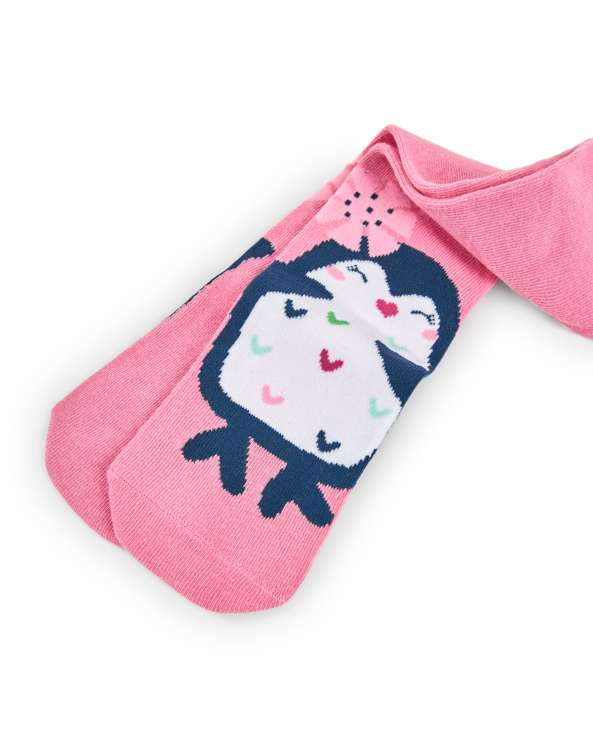 Pack de medias en rosa y azul con diseño de pingüino para niña