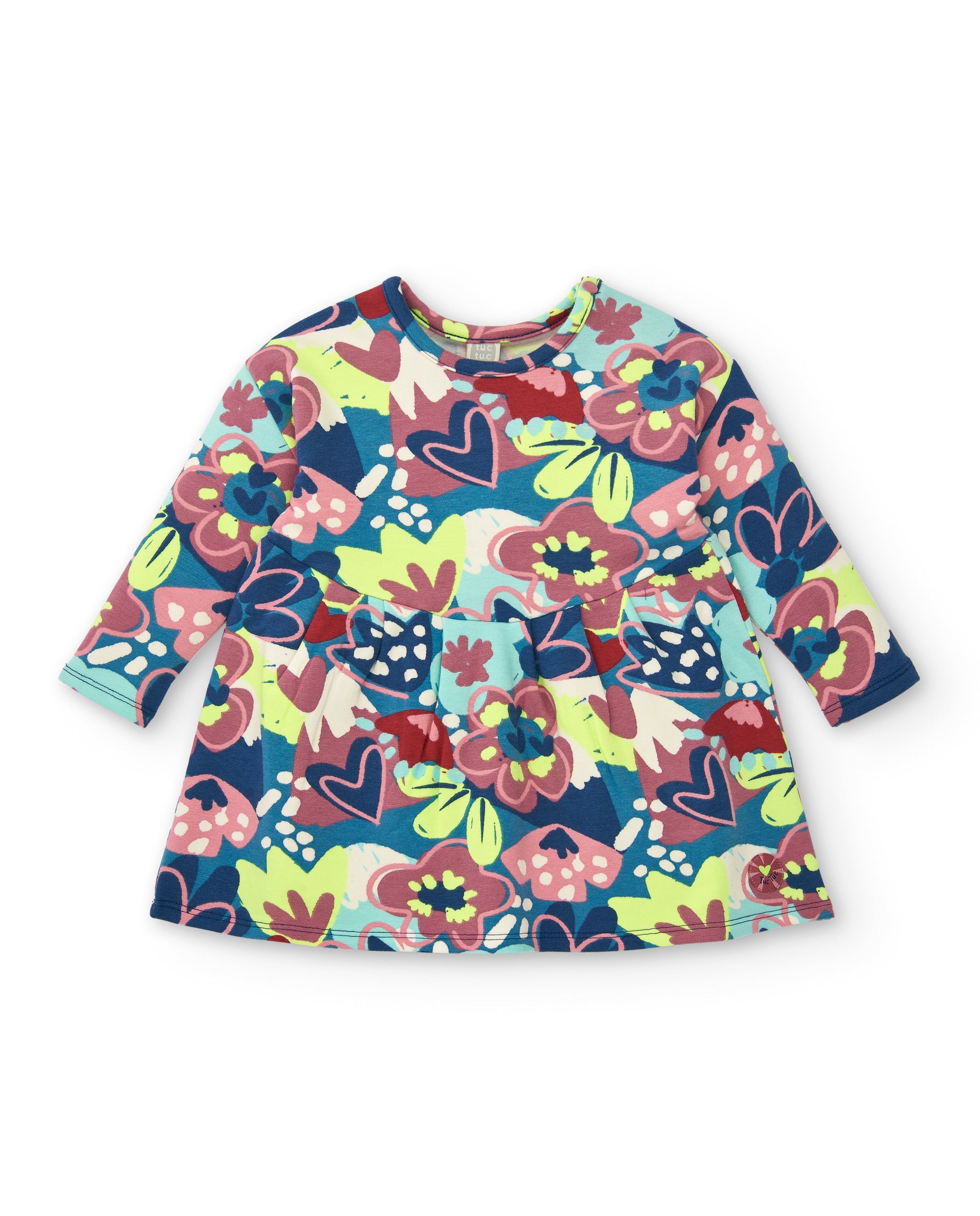 Vestido de manga larga con estampado floral multicolor para