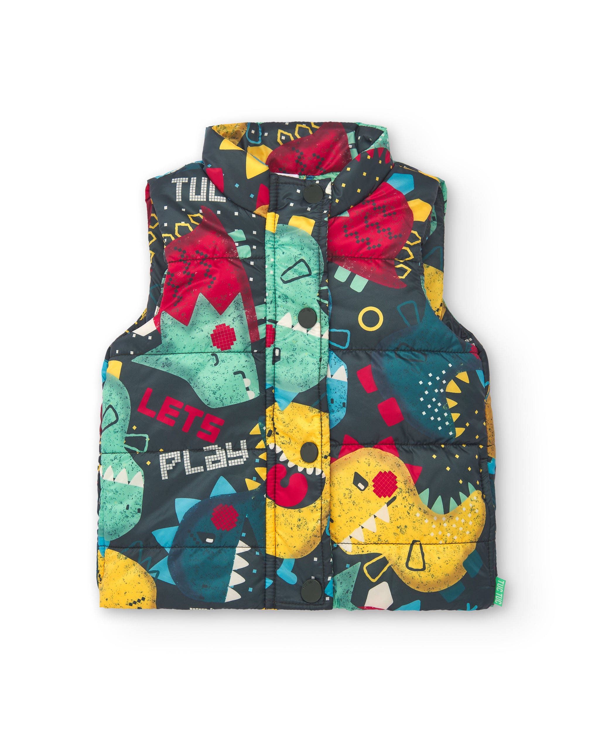 Chaleco acolchado para niño con estampado de dinosaurios