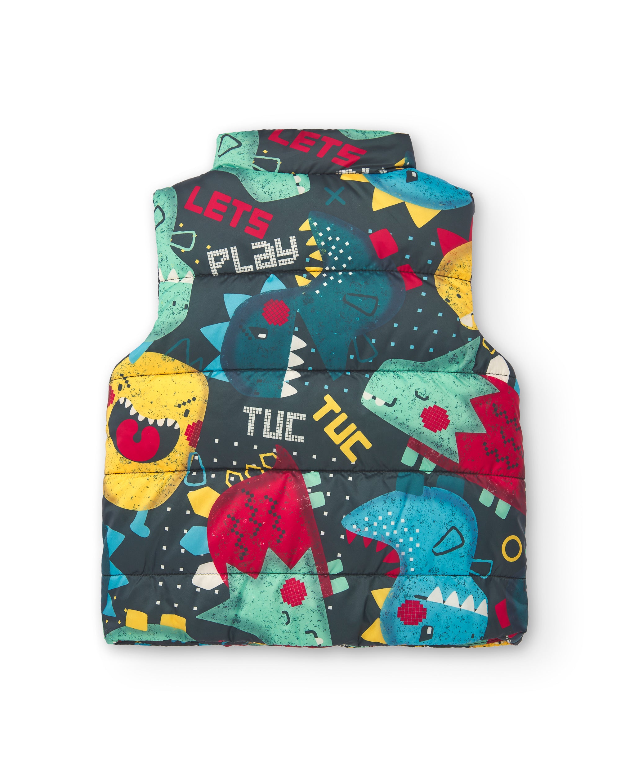 Chaleco acolchado para niño con estampado de dinosaurios