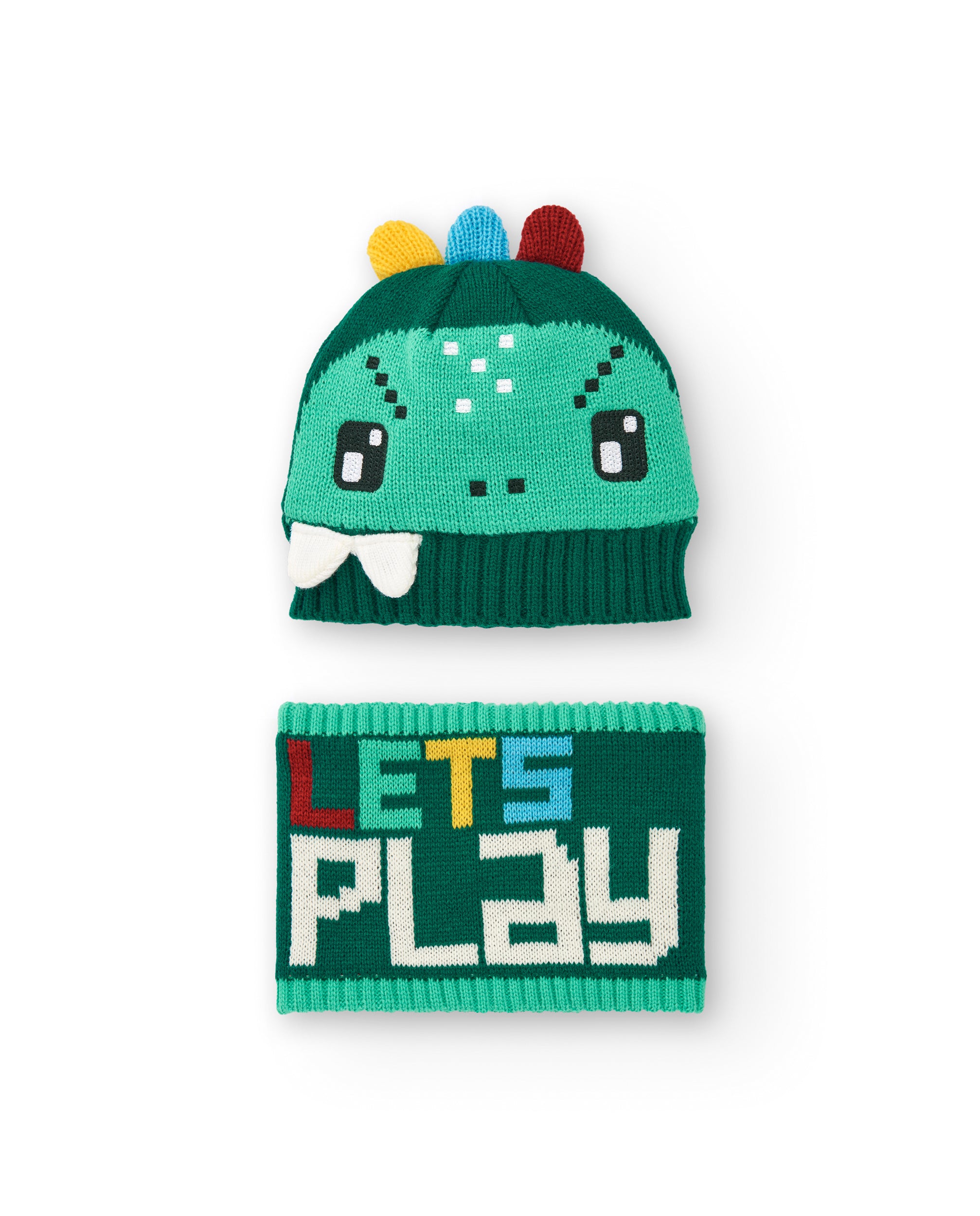 Gorro y bandana para niño con diseño de dinosaurio colección