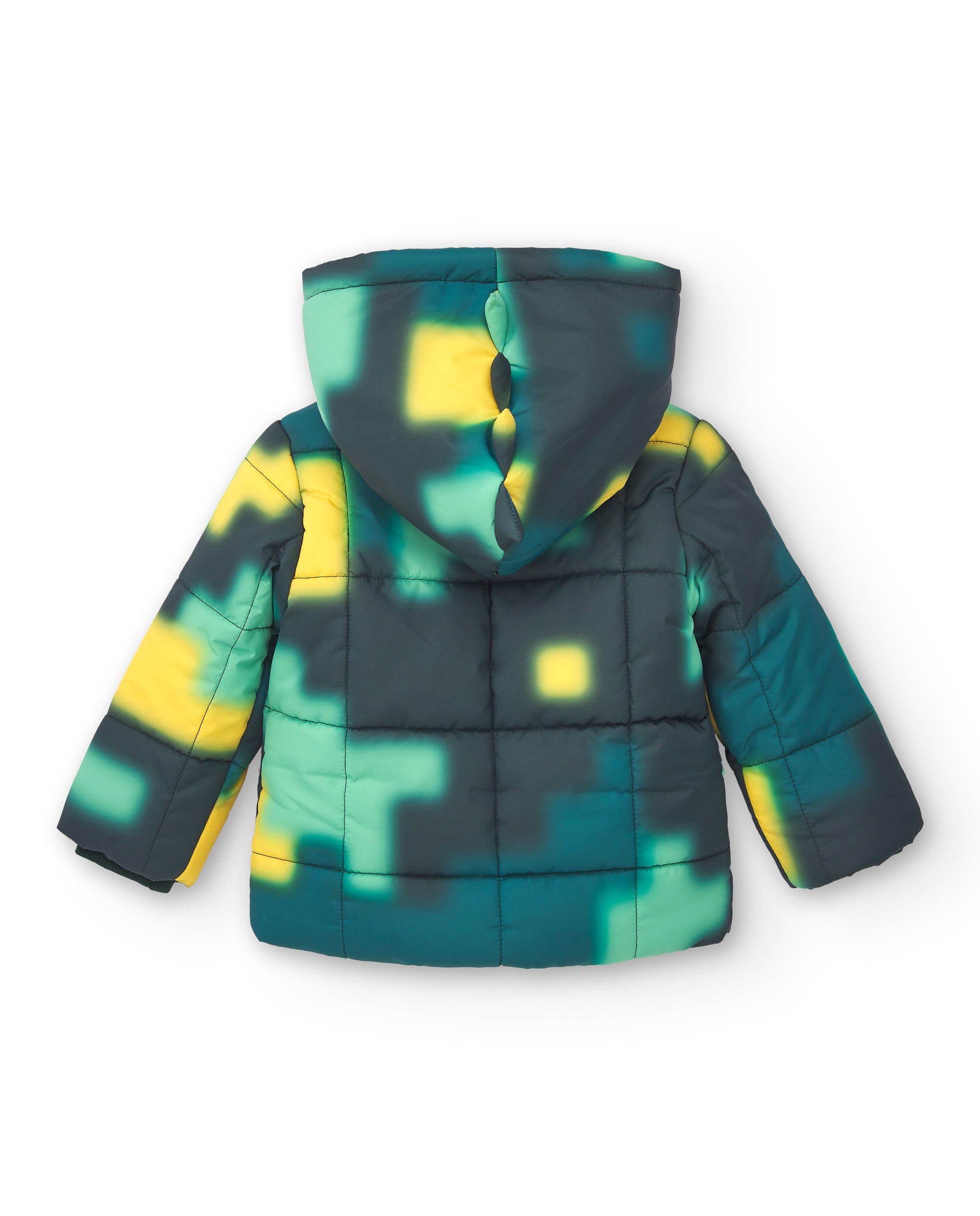 Chaqueta acolchada para niño con capucha y estampado geométrico