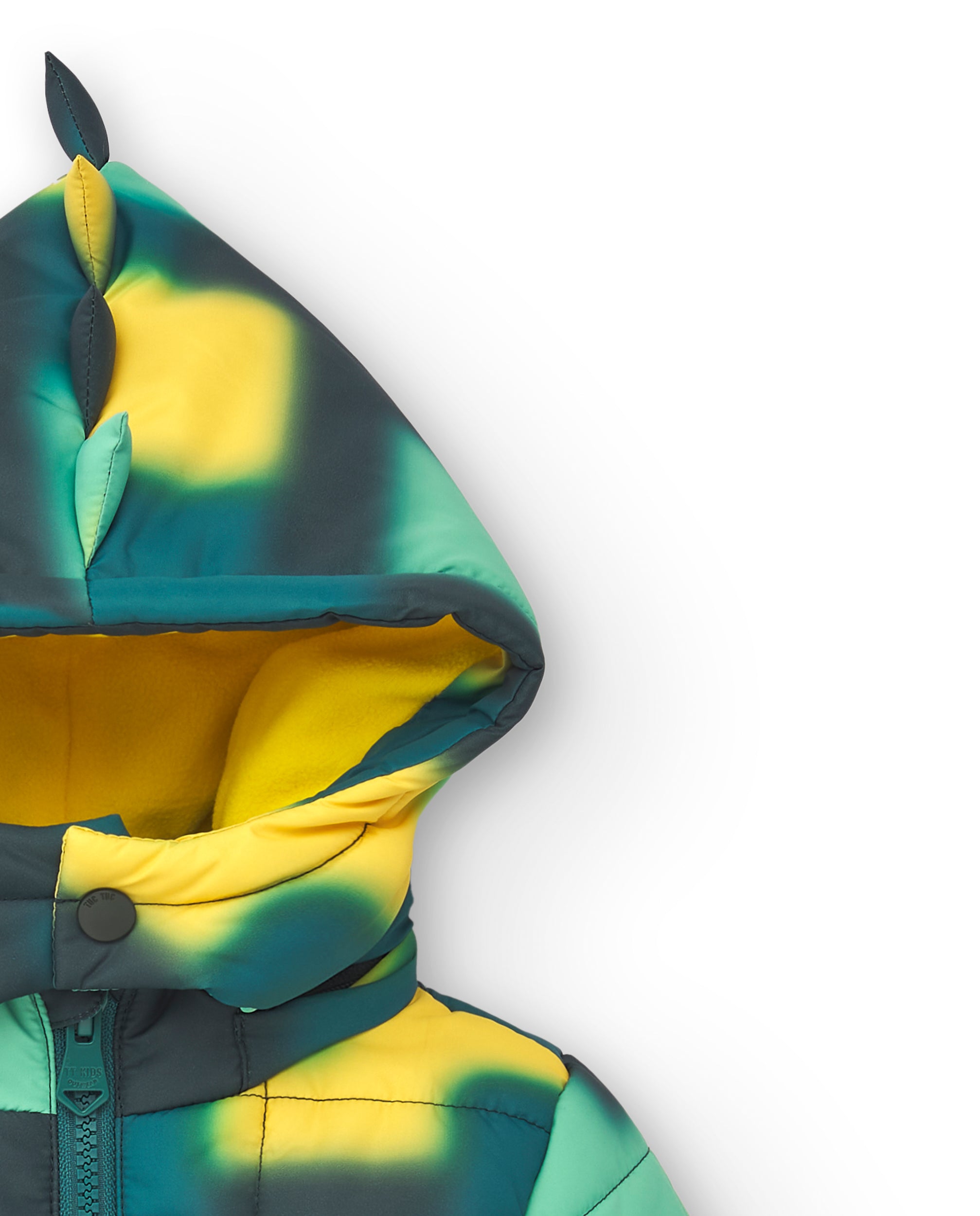 Chaqueta acolchada para niño con capucha y estampado geométrico