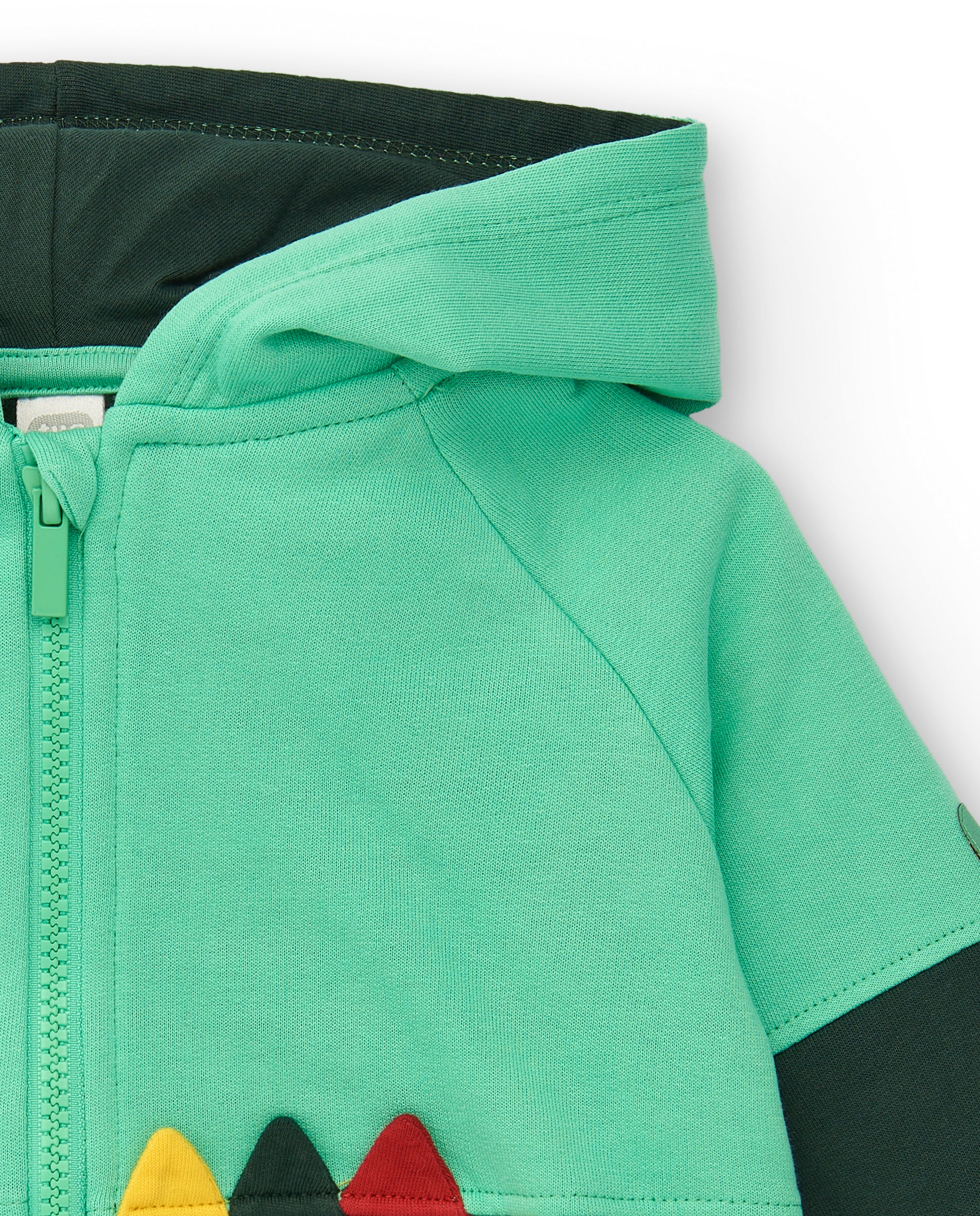 Sudadera con capucha para niño en tonos verdes con diseño de