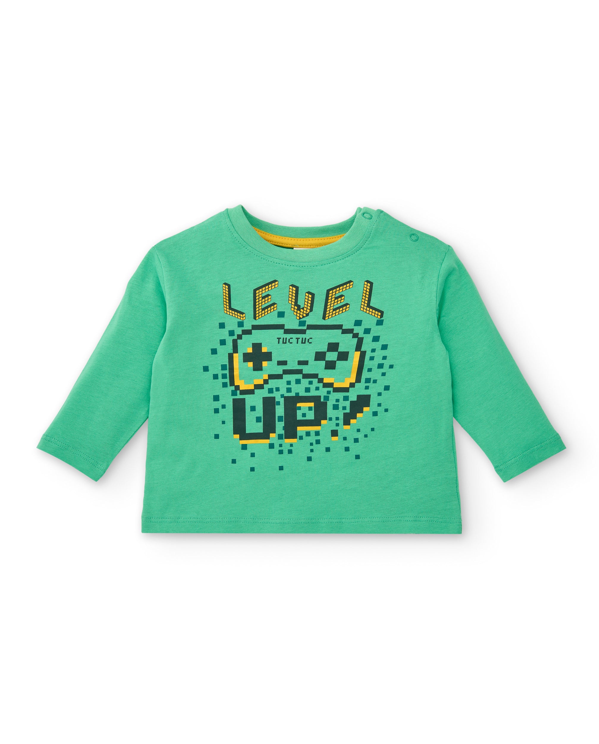 Camiseta de manga larga para niño en verde con estampado "Level