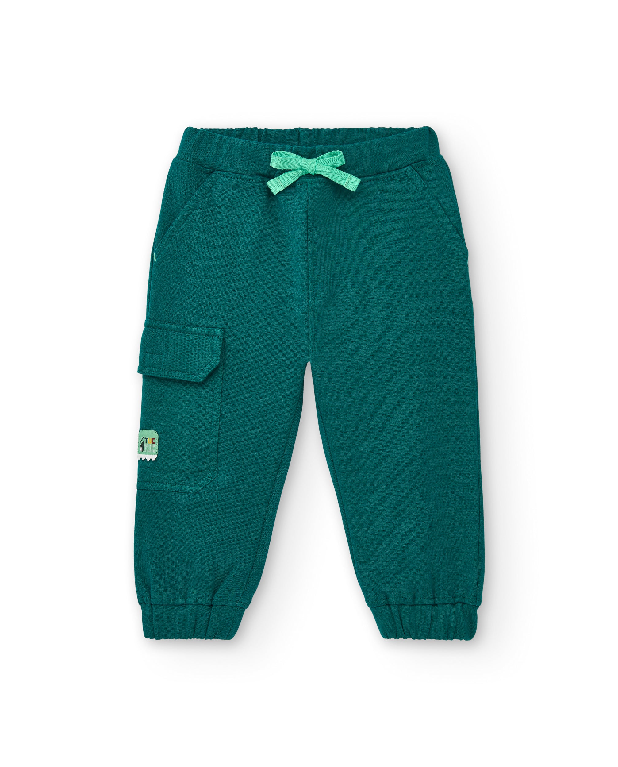 Pantalones jogger para niño en verde con bolsillo lateral