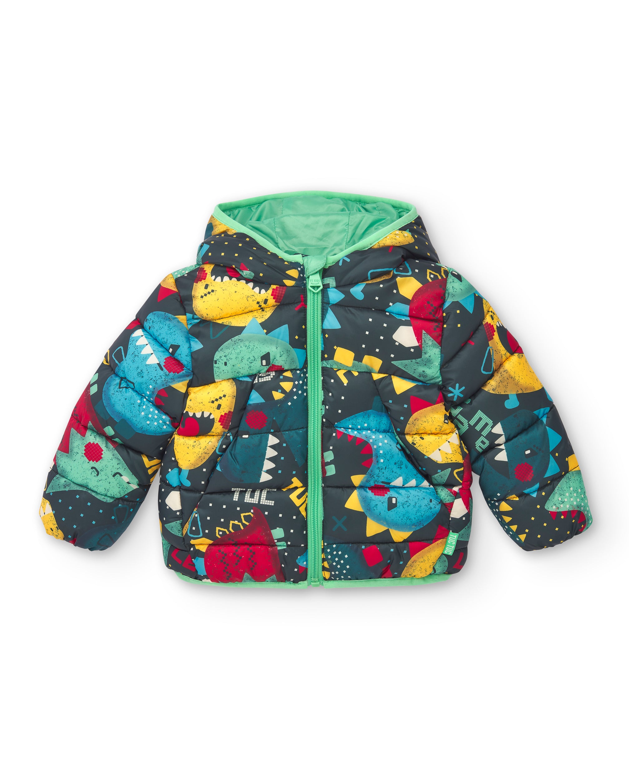 Chaqueta acolchada para niño con estampado de dinosaurios