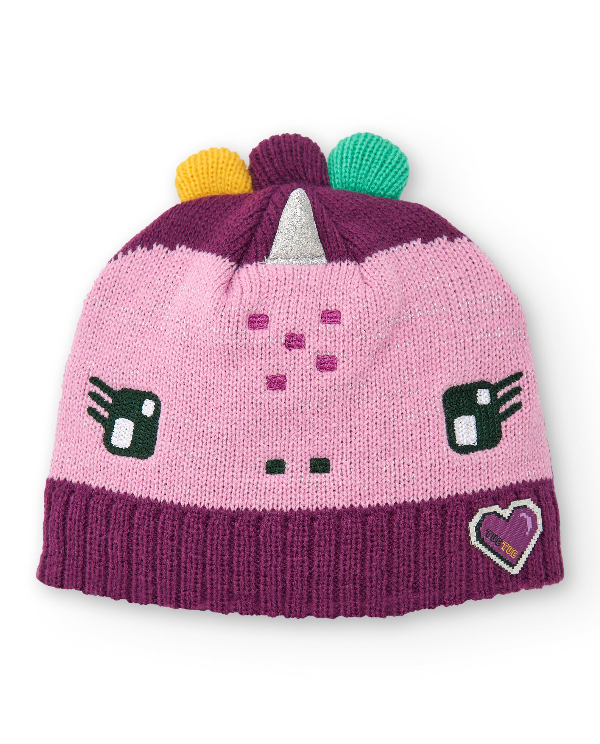 Gorro para niña en tonos rosado y fucsia con diseño de