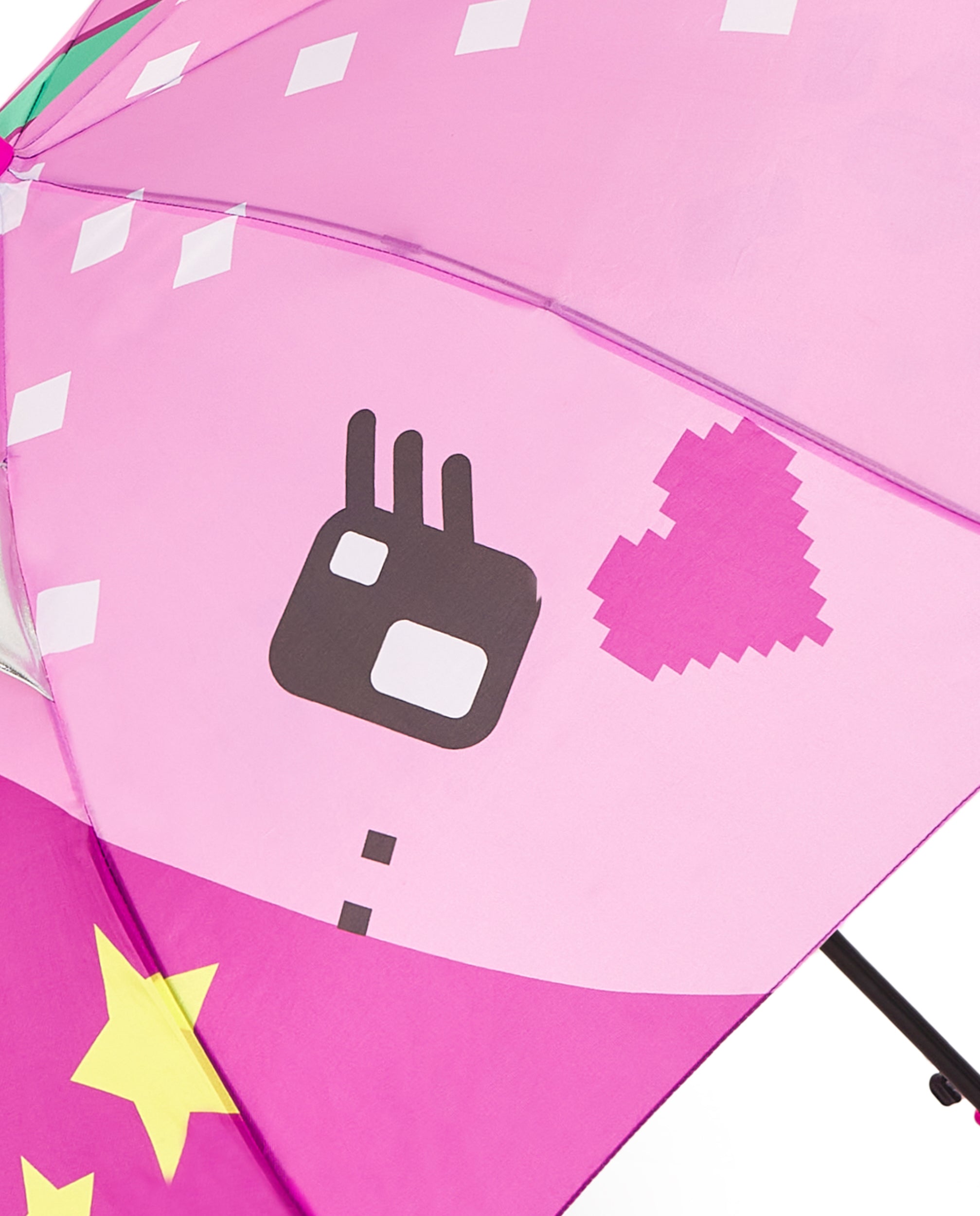Paraguas para niña en rosa con diseño de dinosaurio y arcoíris