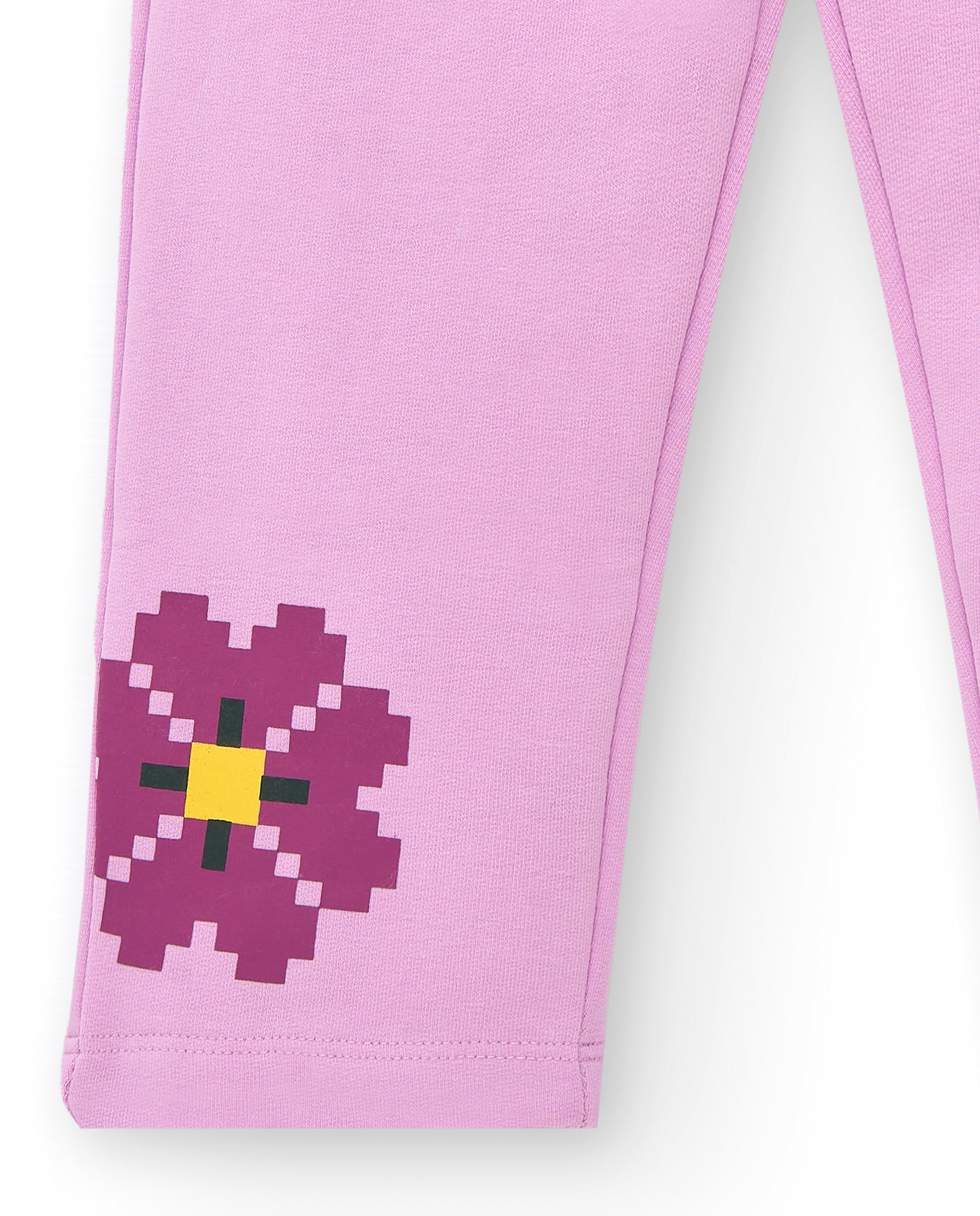 Pantalones para niña en color rosa con detalles de flores