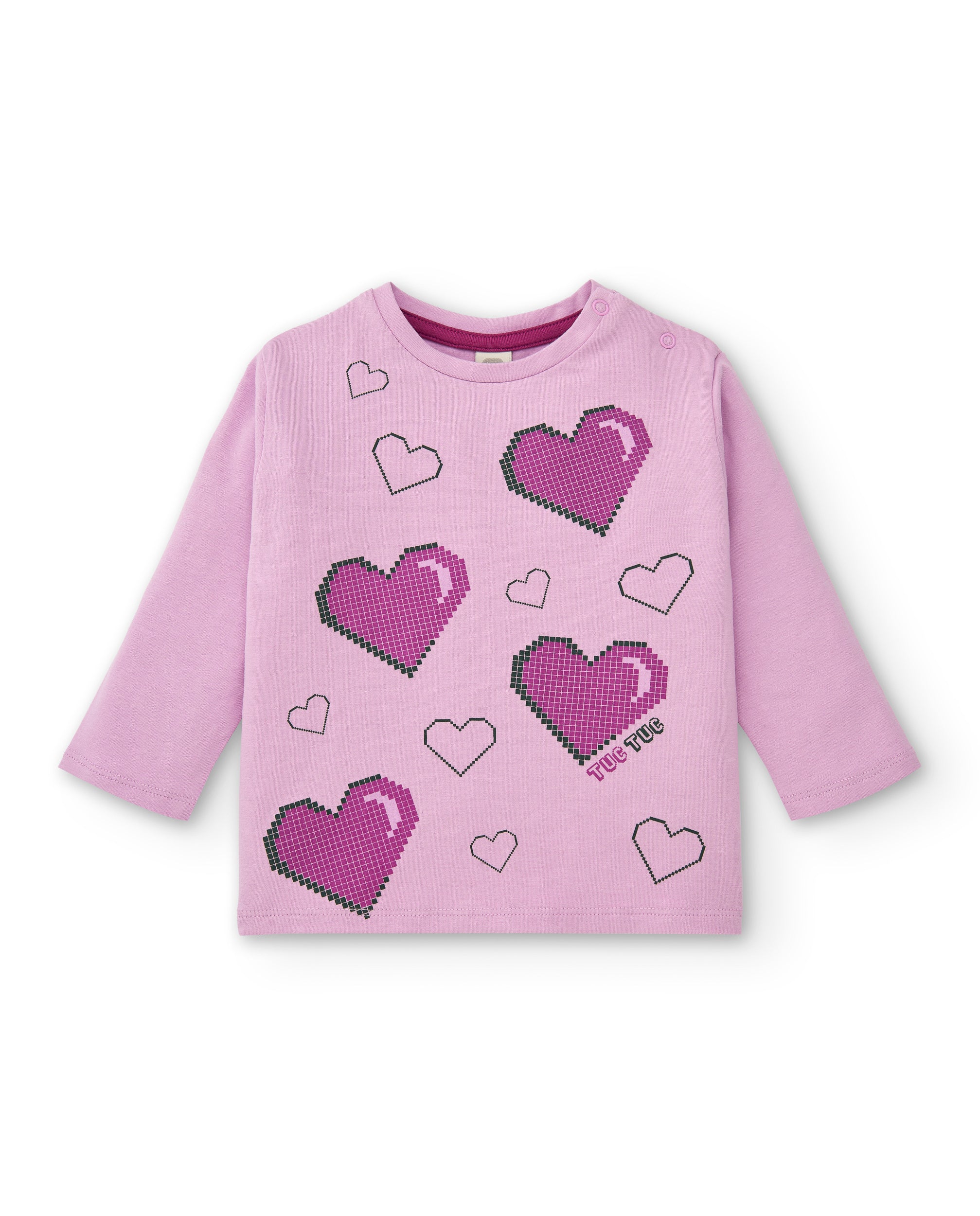 Camiseta manga larga rosa con corazones para niña colección
