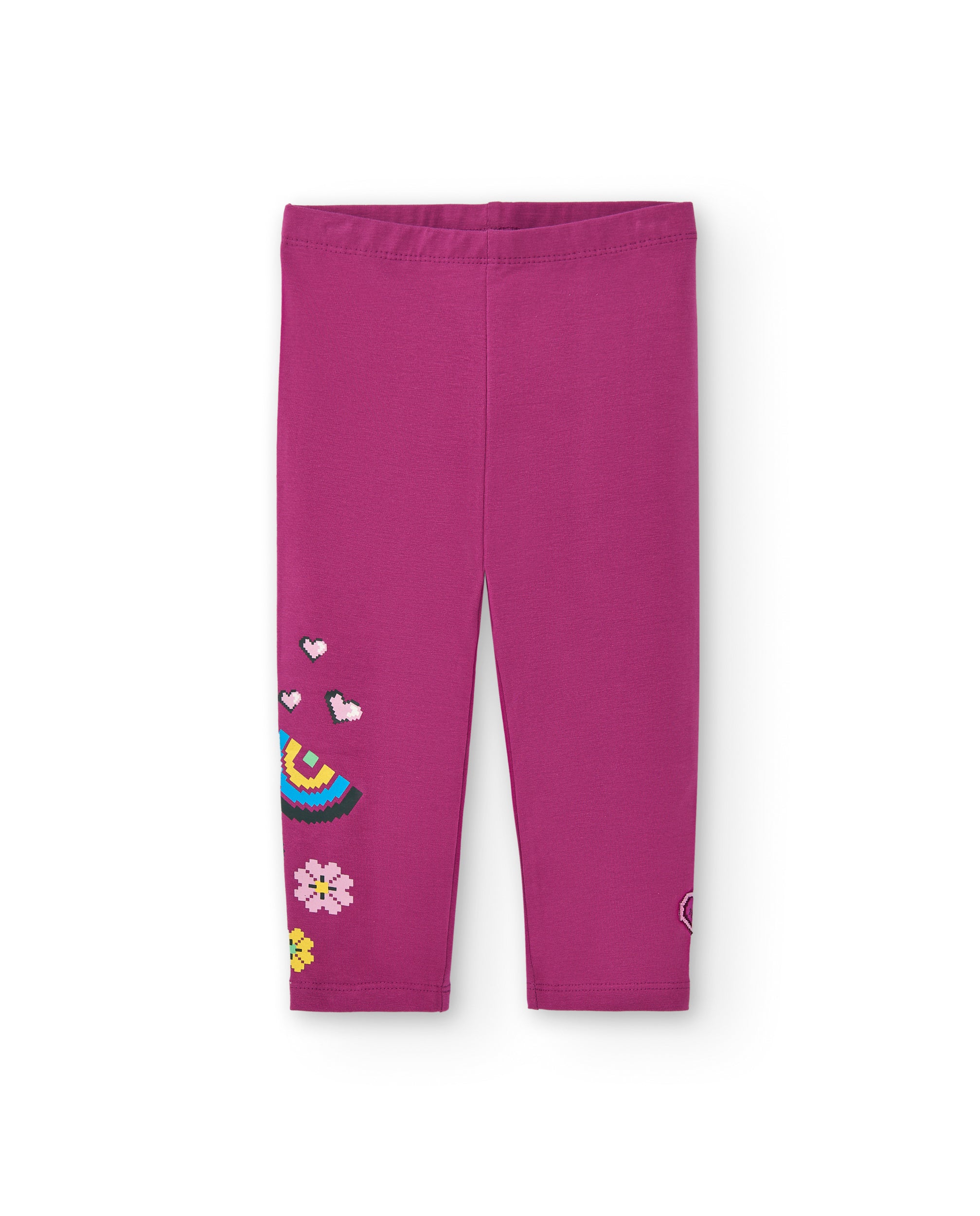Leggings fucsias con corazones y flores para niña colección