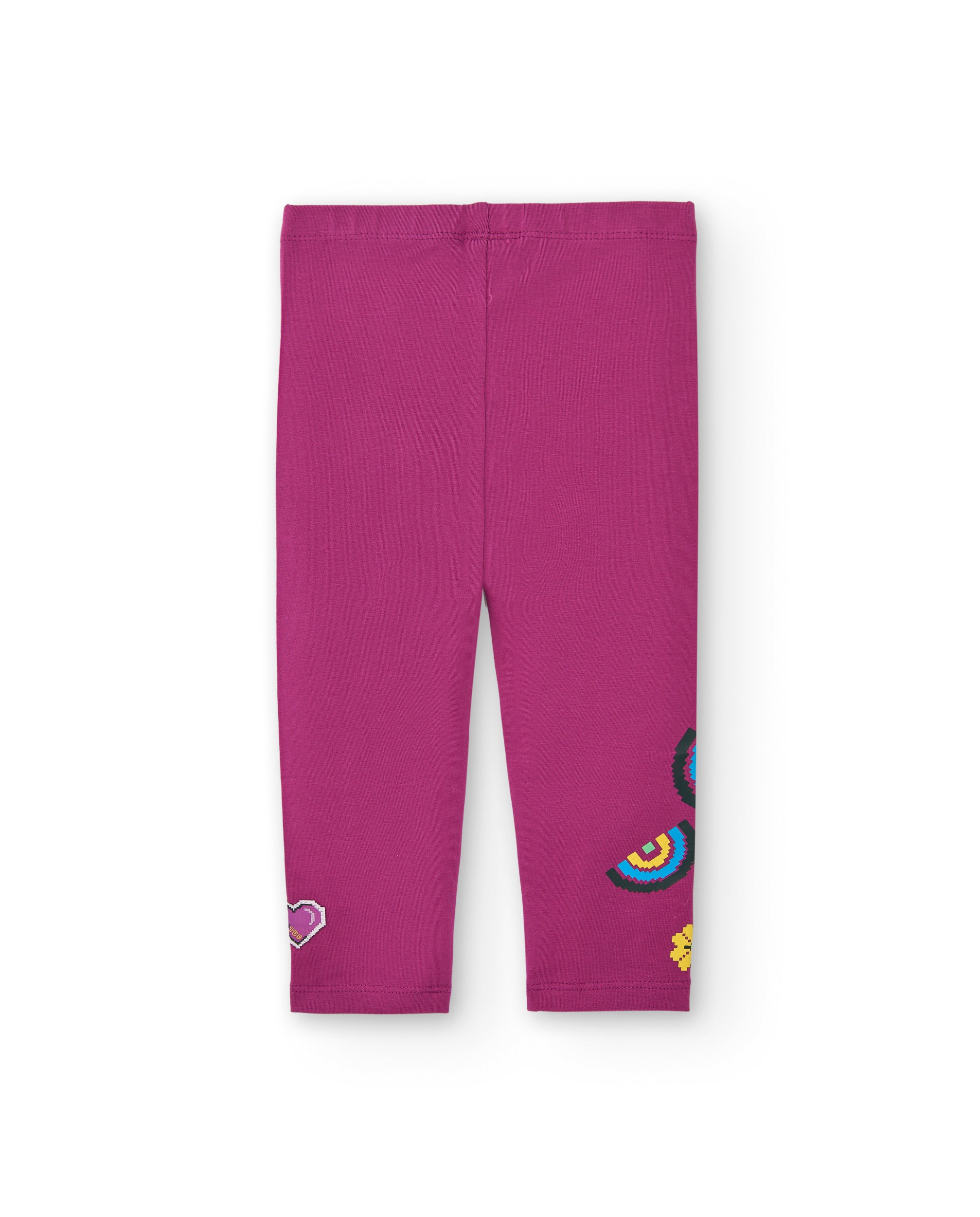 Leggings fucsias con corazones y flores para niña colección