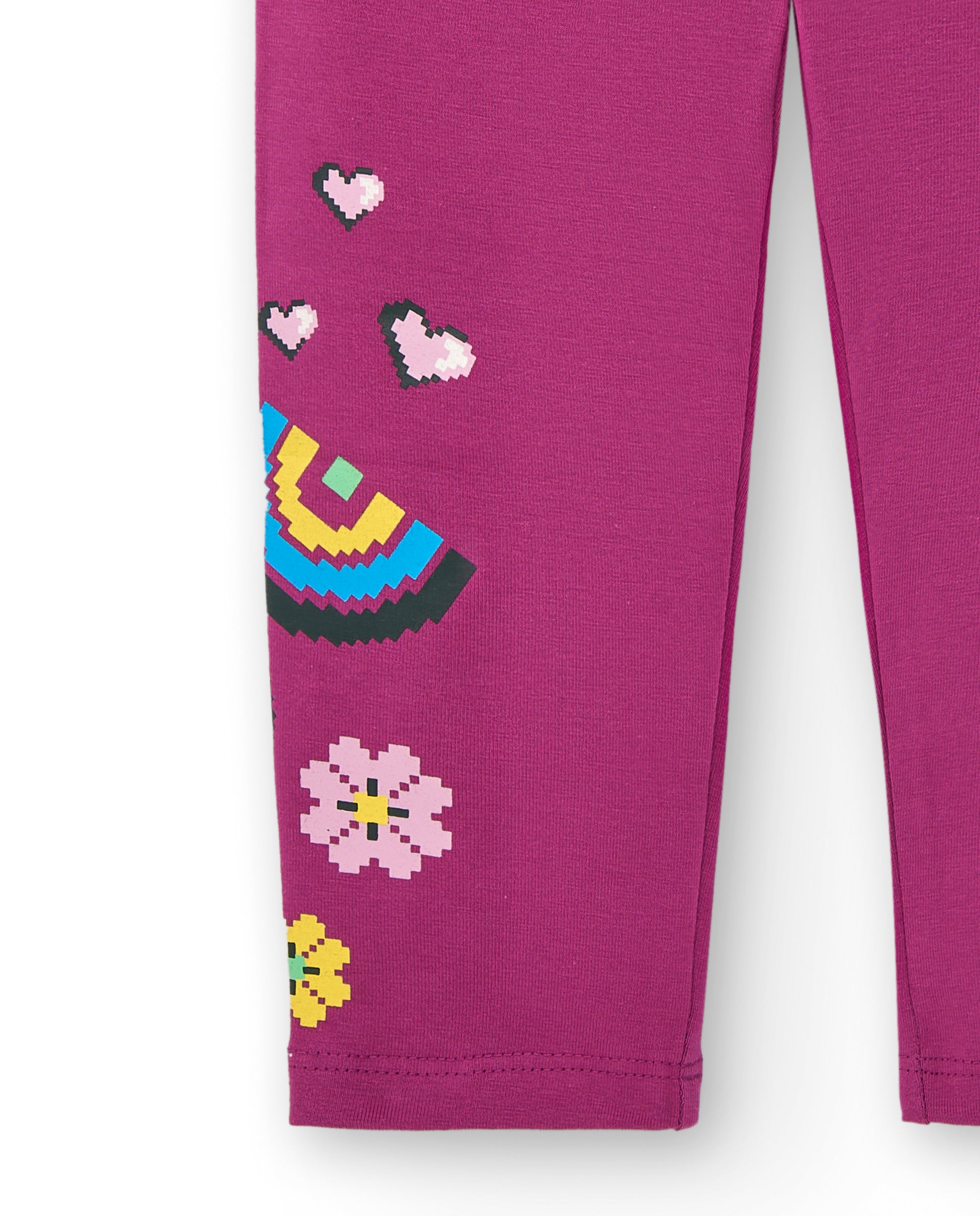 Leggings fucsias con corazones y flores para niña colección