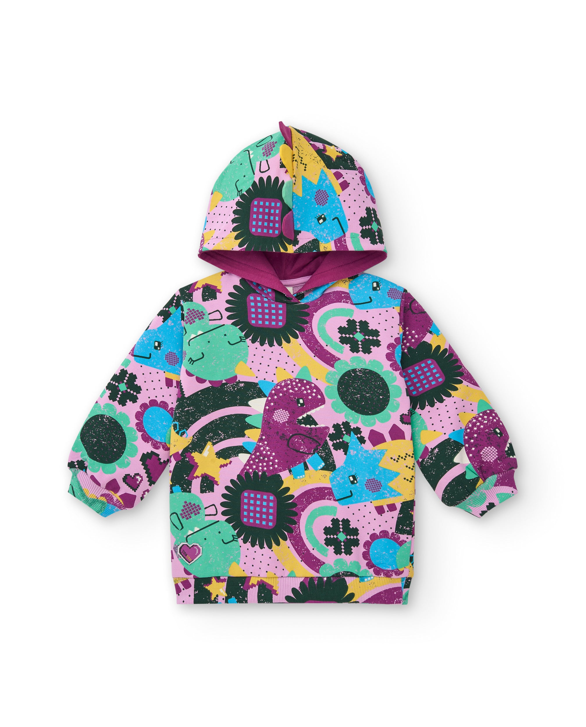 Sudadera con capucha estampado dino multicolor para niña