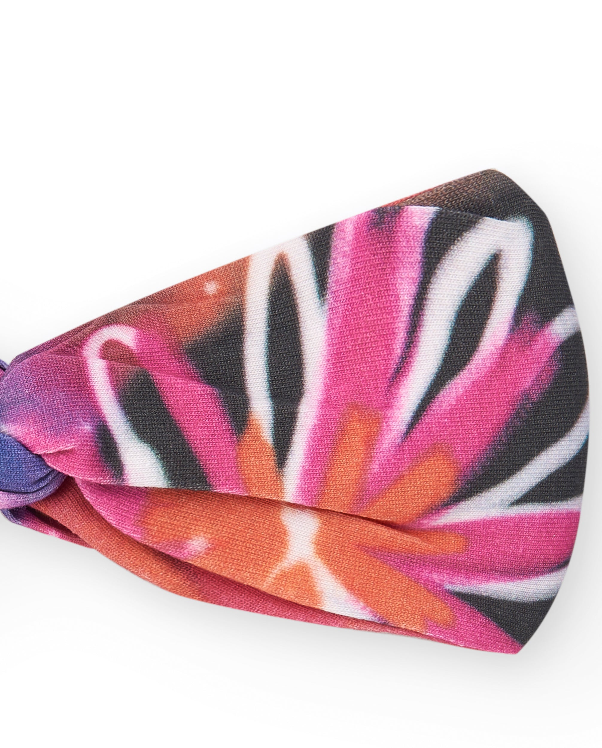 Diadema de punto para niña en rosa con estampado floral