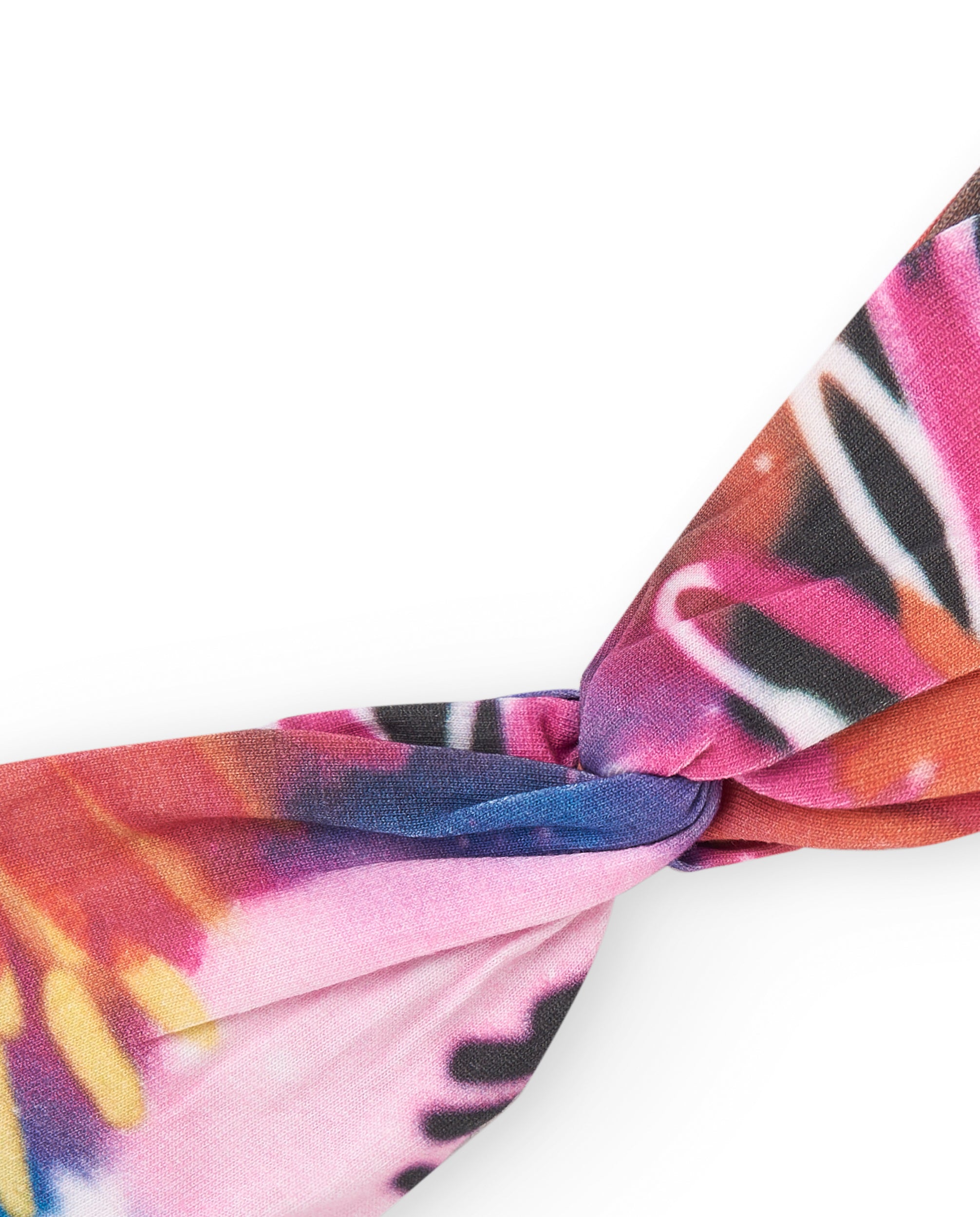 Diadema de punto para niña en rosa con estampado floral