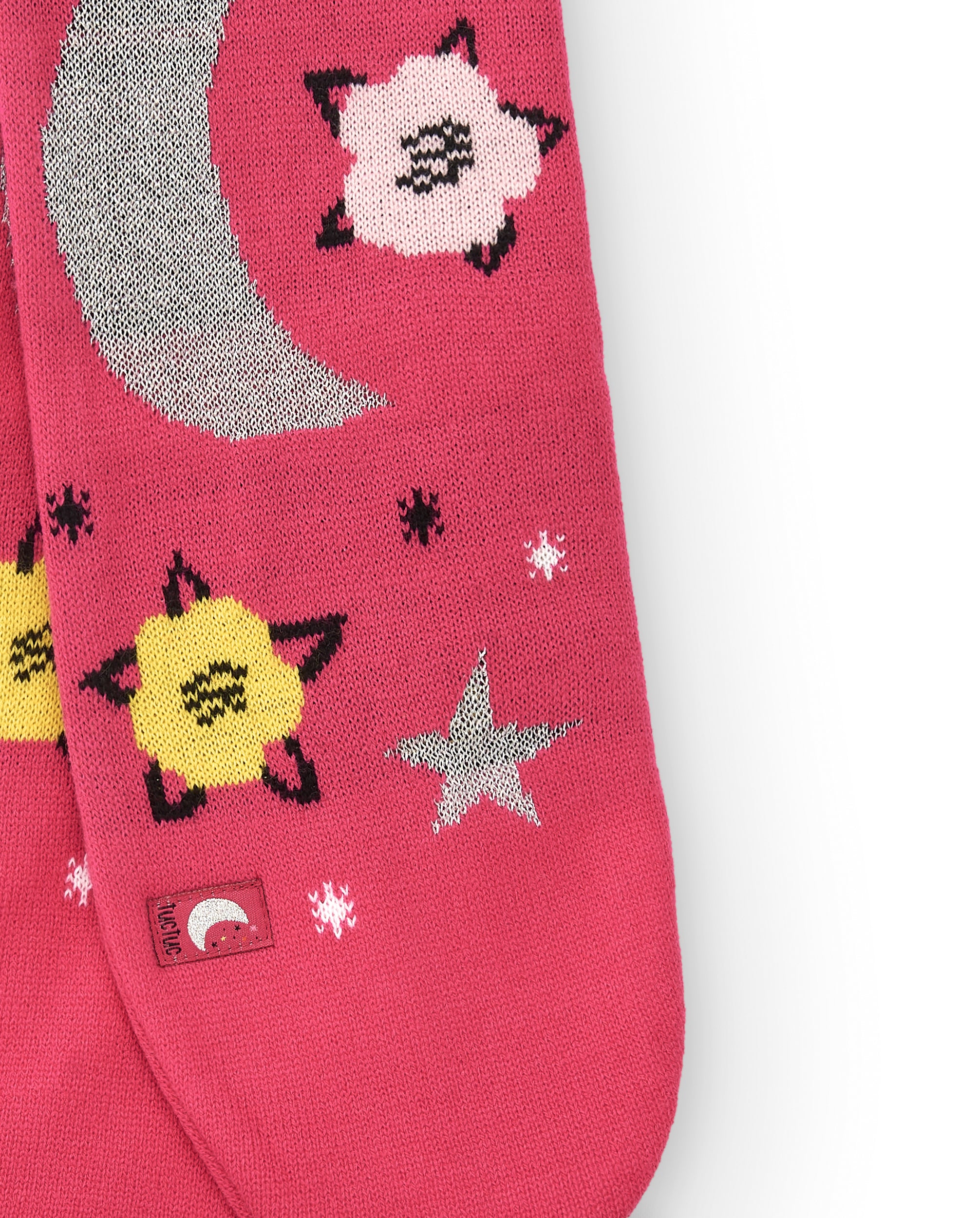 Bufanda tricot para niña en rosa con estampado de estrellas
