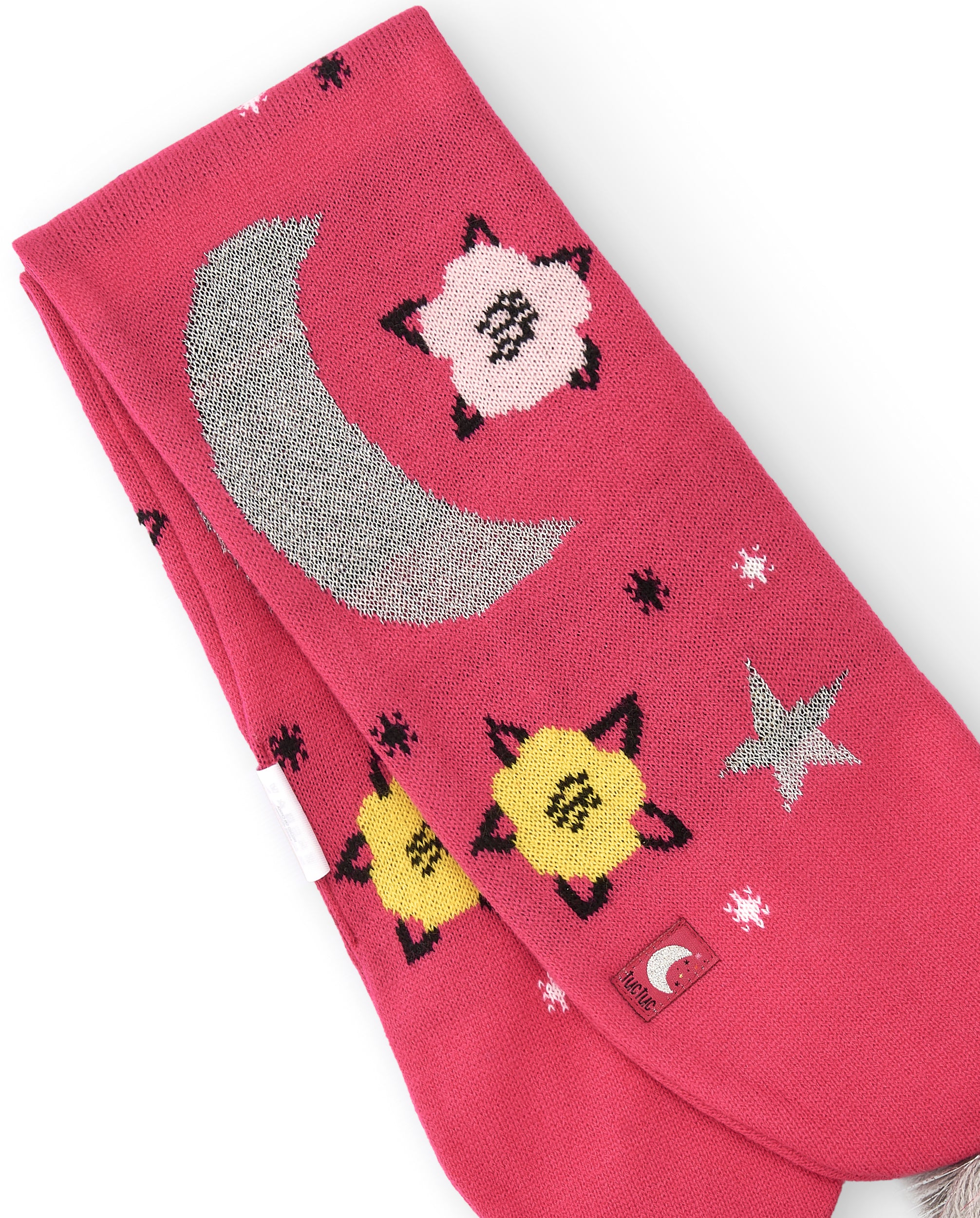 Bufanda tricot para niña en rosa con estampado de estrellas