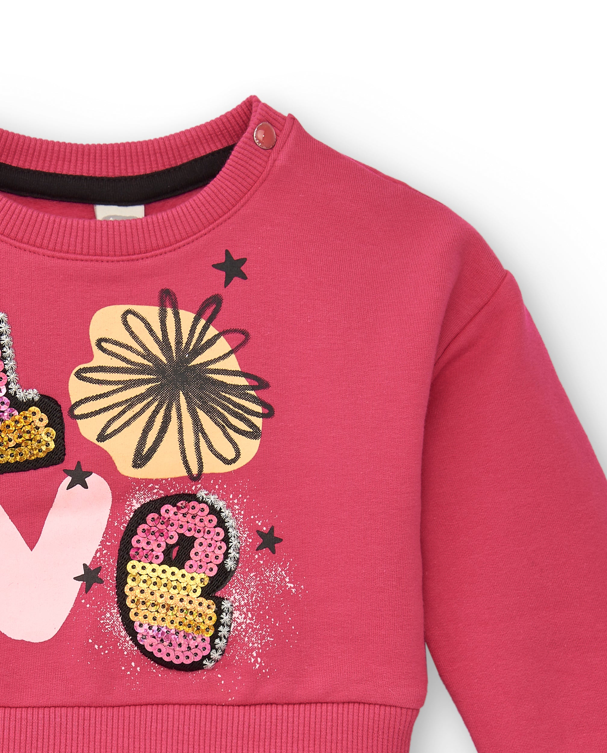 Vestido combinado de felpa y tul para niña en fucsia con