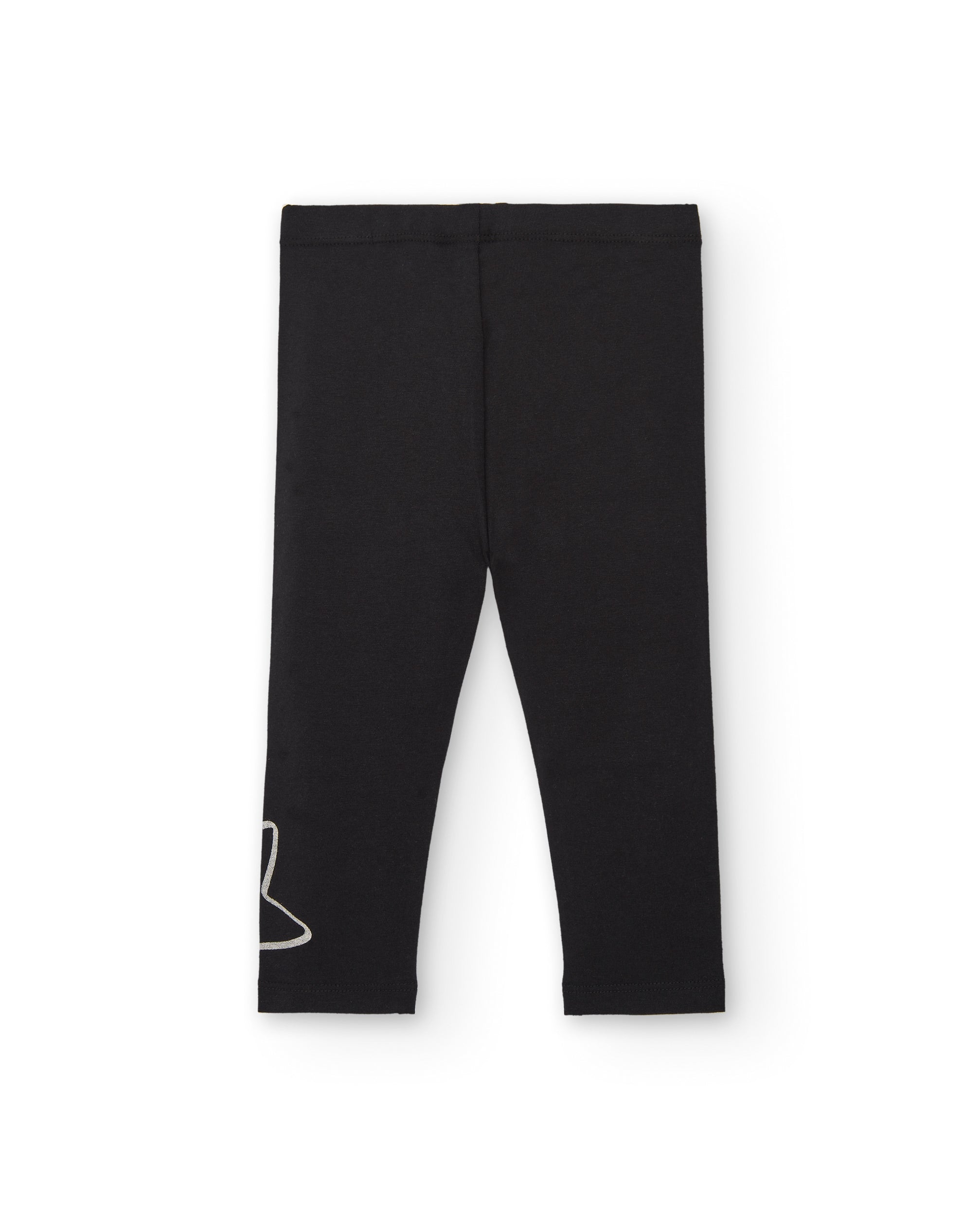 Leggings de punto para niña en negro con estampado de estrellas