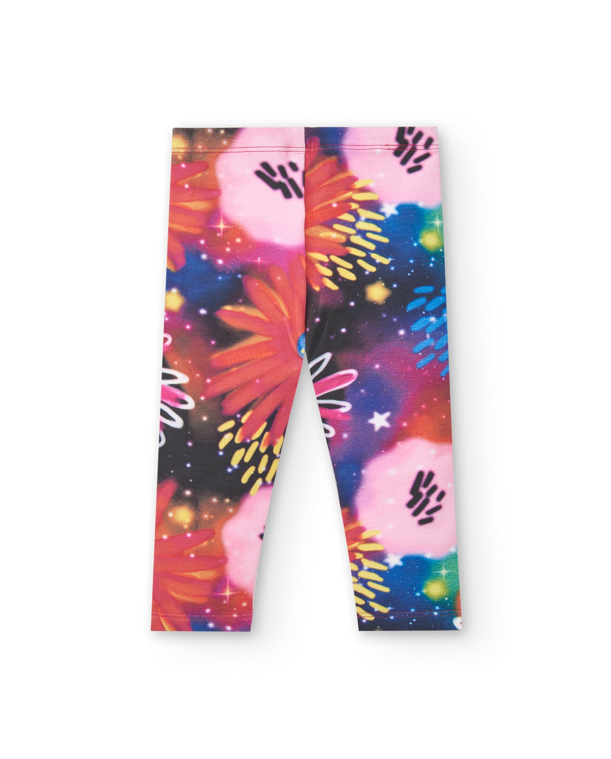 Leggings de felpa para niña en rosa con estampado floral