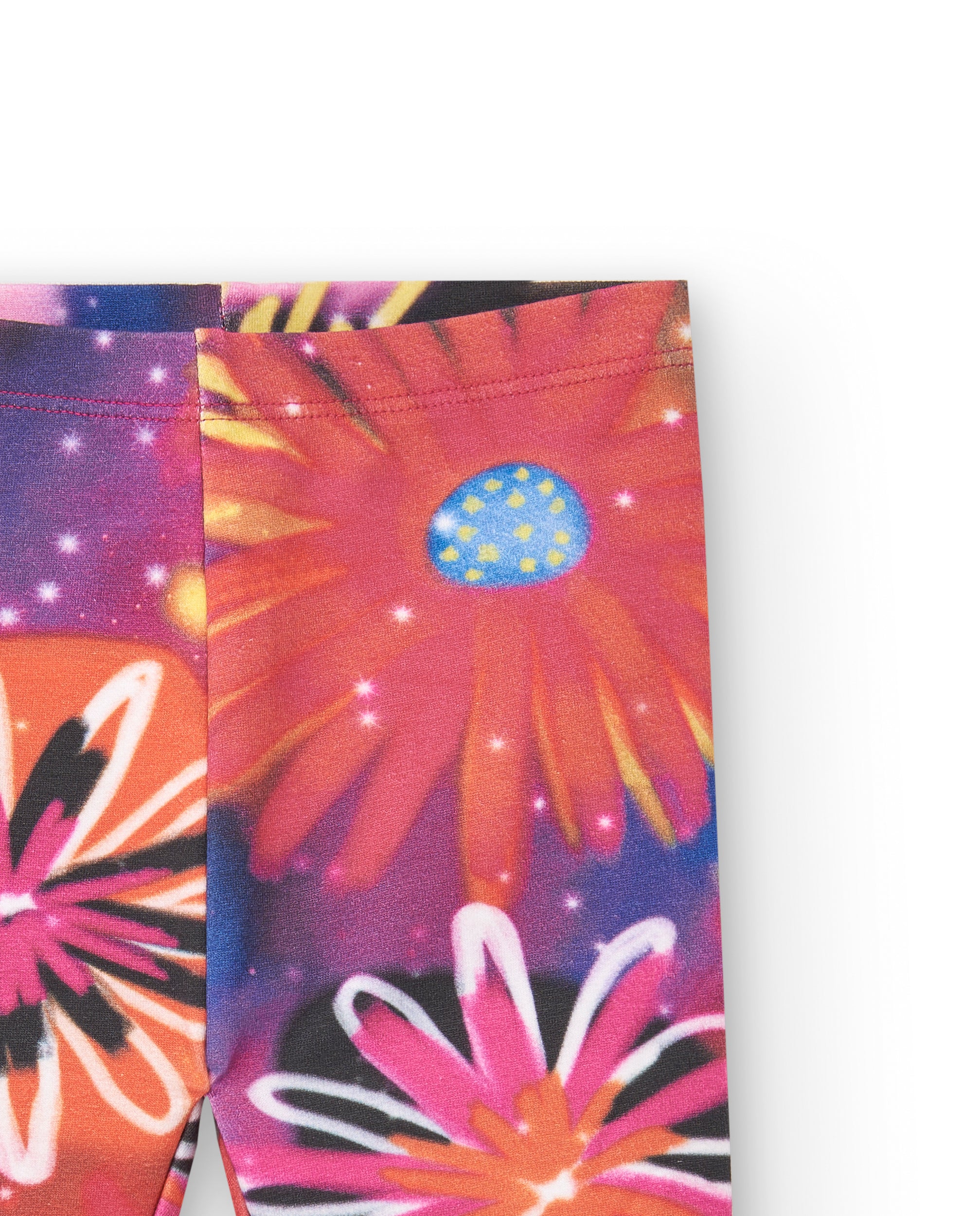 Leggings de felpa para niña en rosa con estampado floral