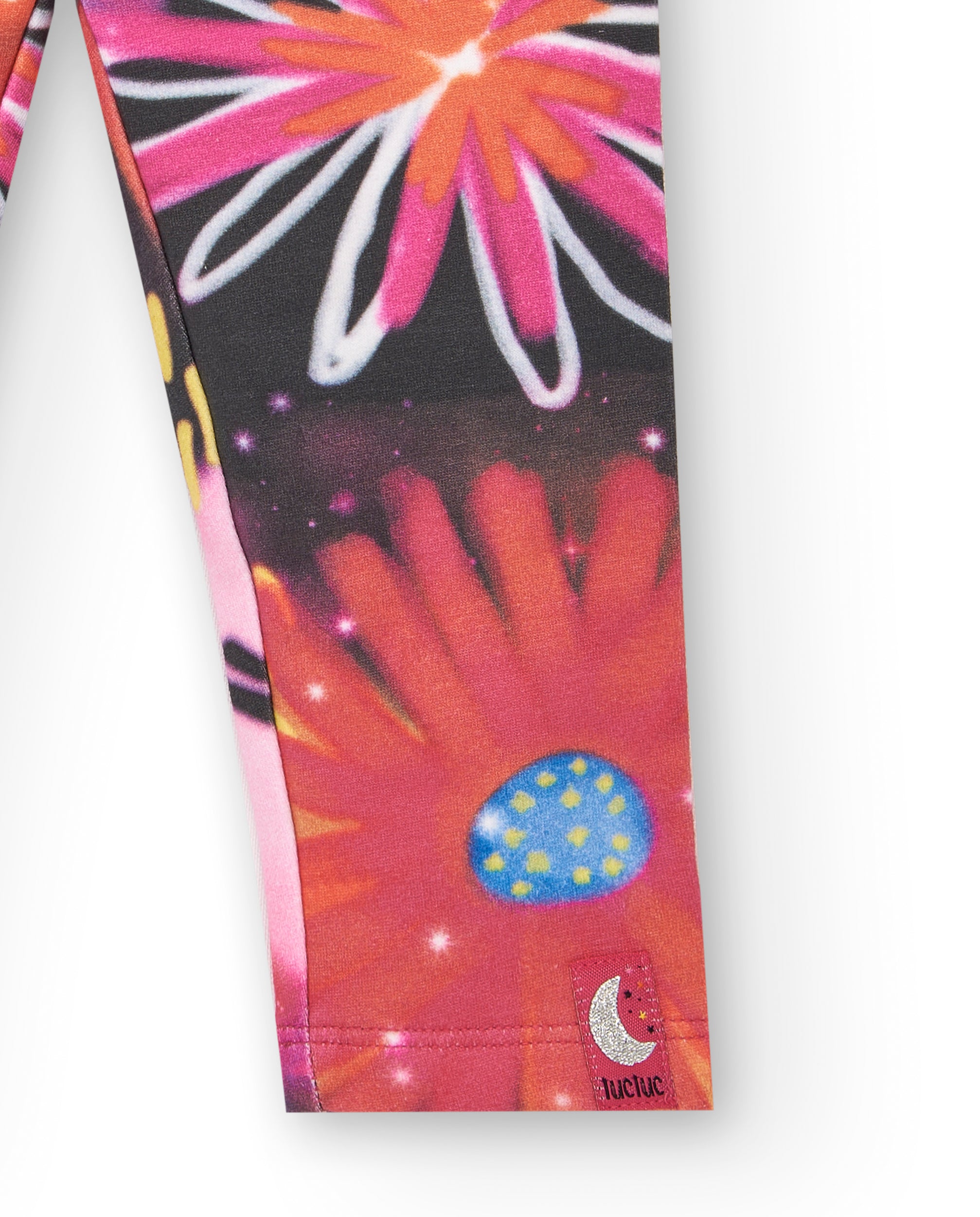 Leggings de felpa para niña en rosa con estampado floral