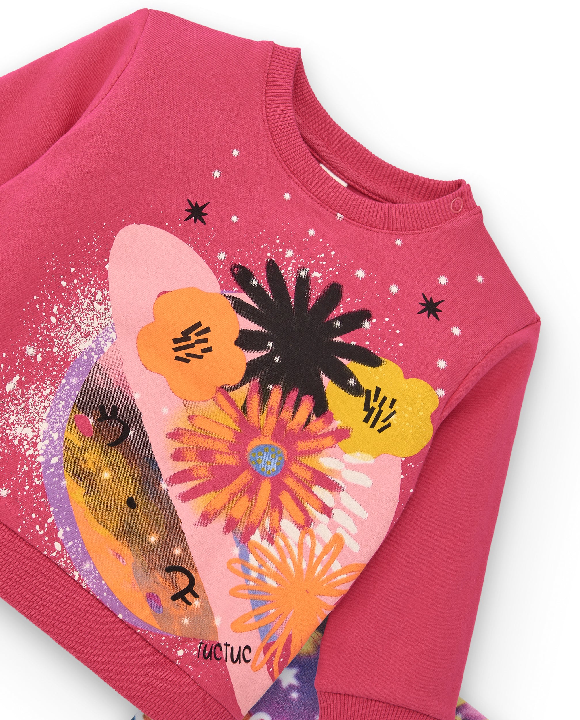 Set de sudadera y leggings para niña en fucsia con estampado