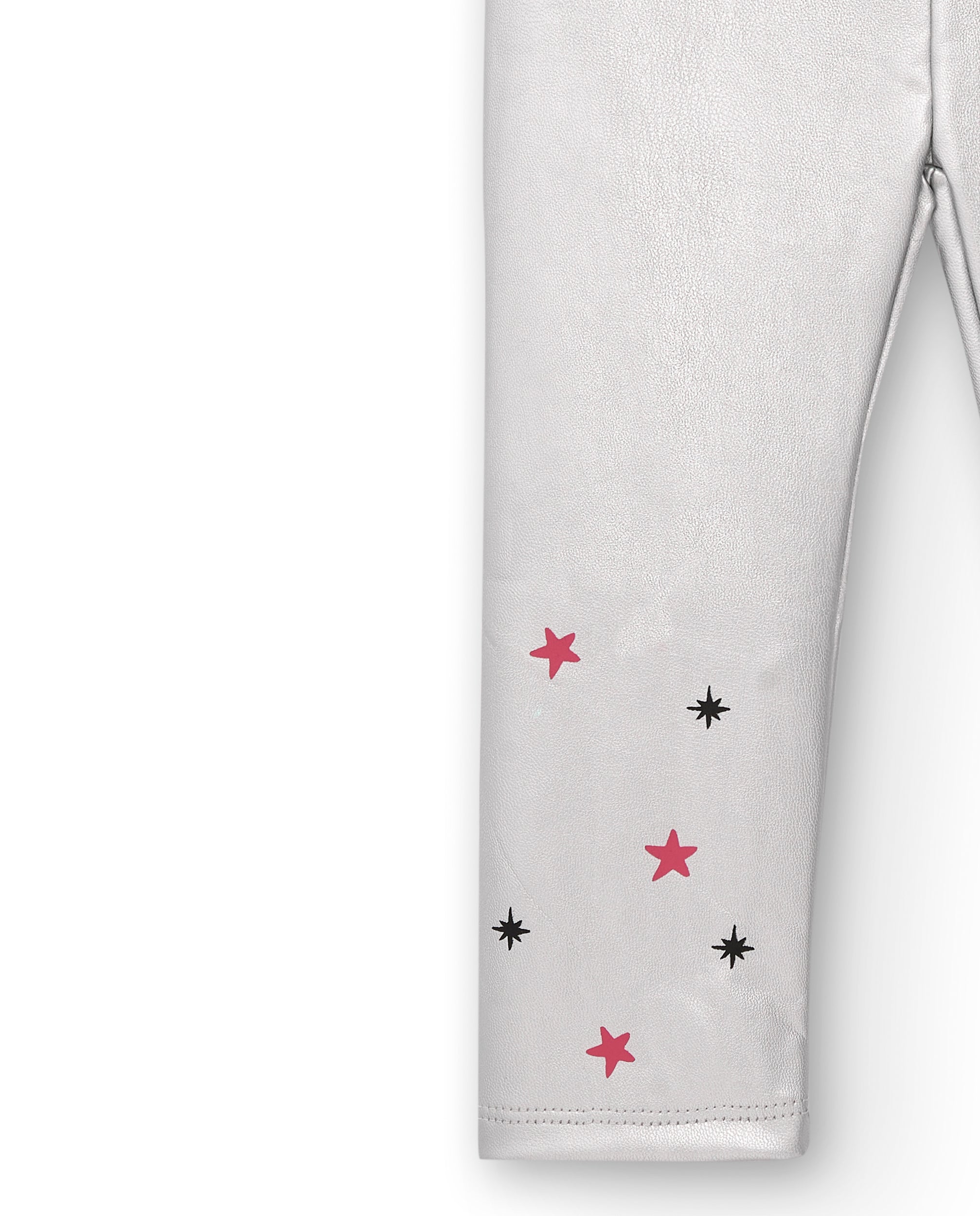 Leggings de piel sintética para niña en gris con detalles de