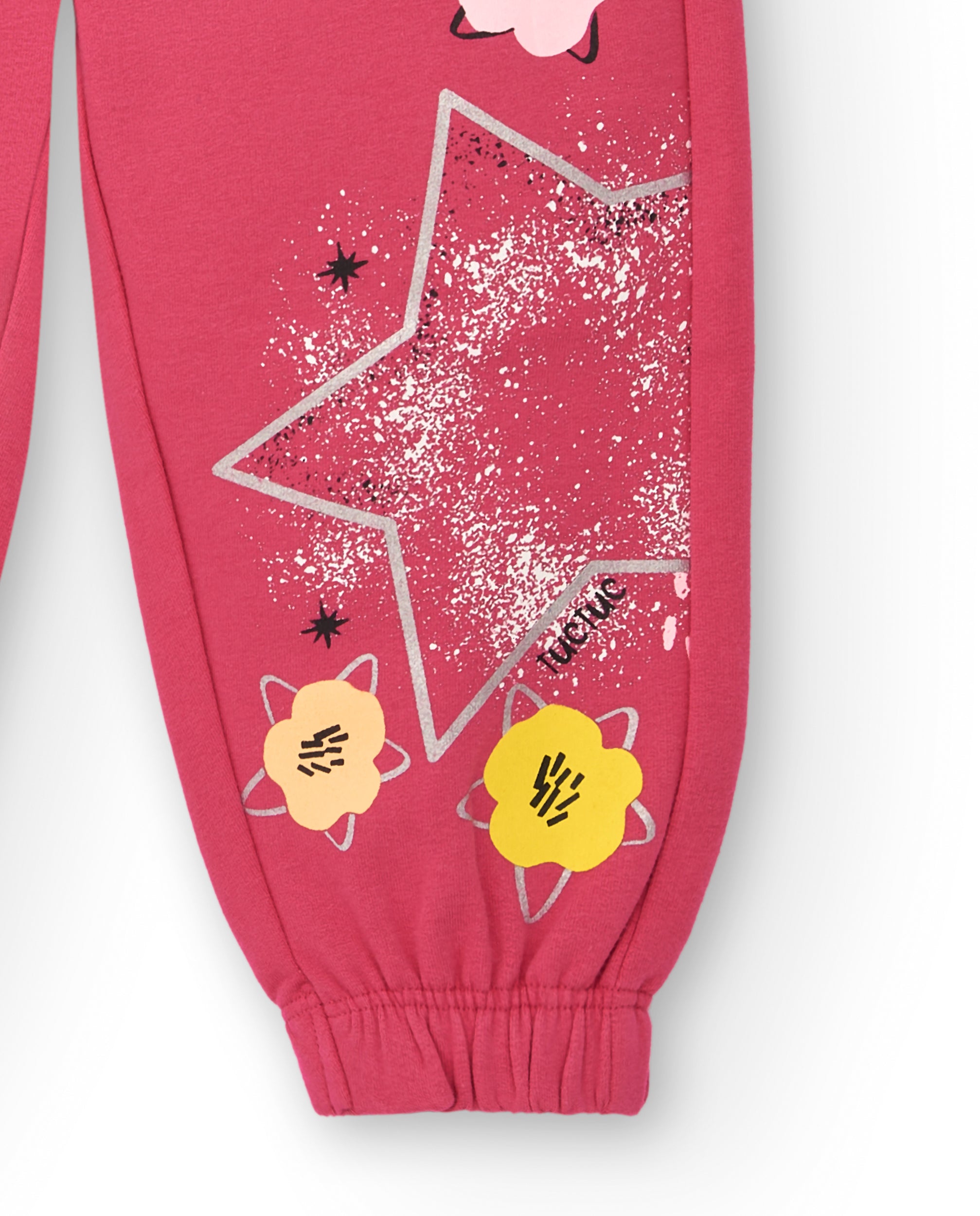 Pantalones de chándal rosas con estampado de estrella para niña